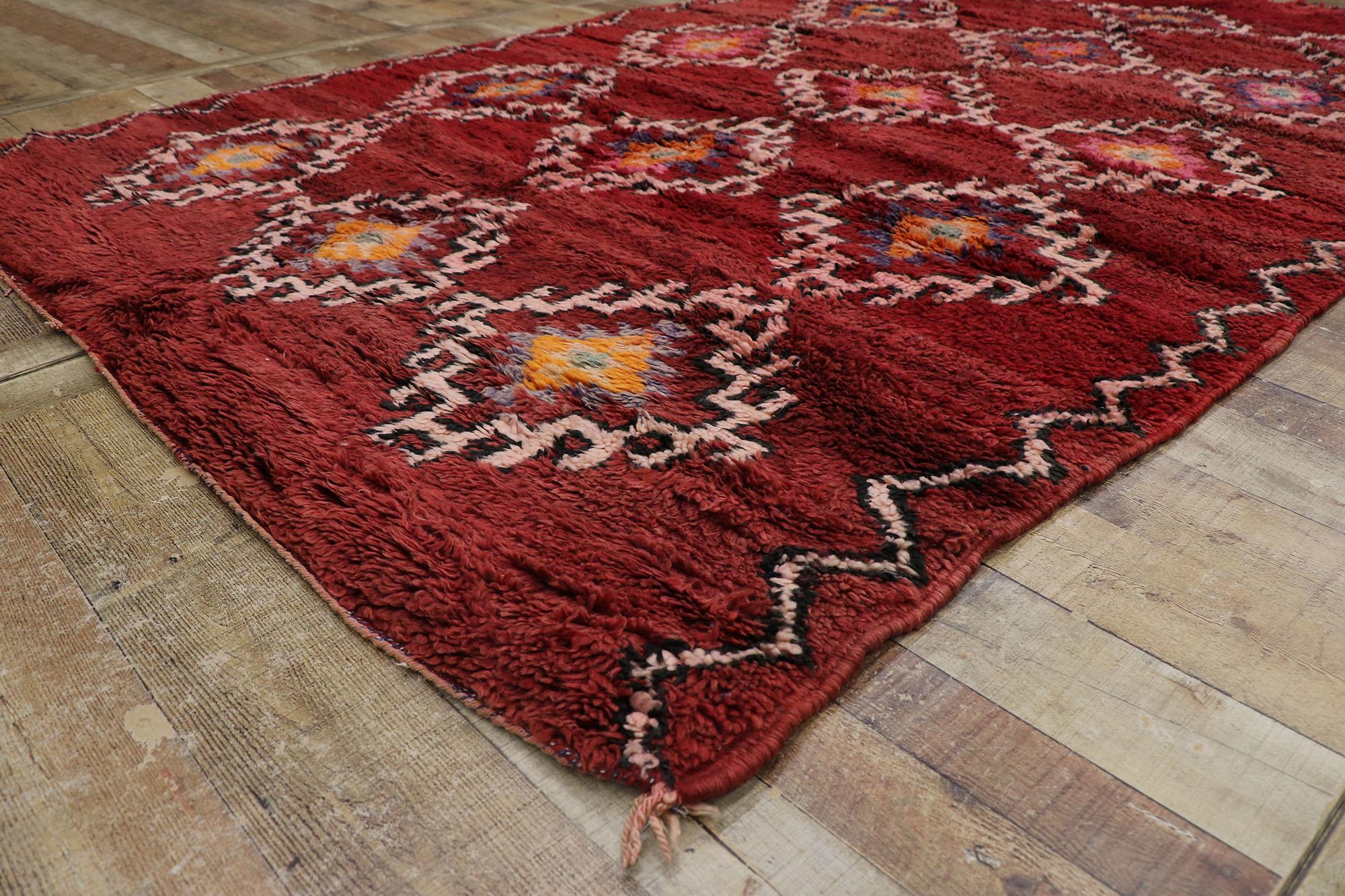 Wool Vintage Berber Red Moroccan Rug with Tribal Style For Sale