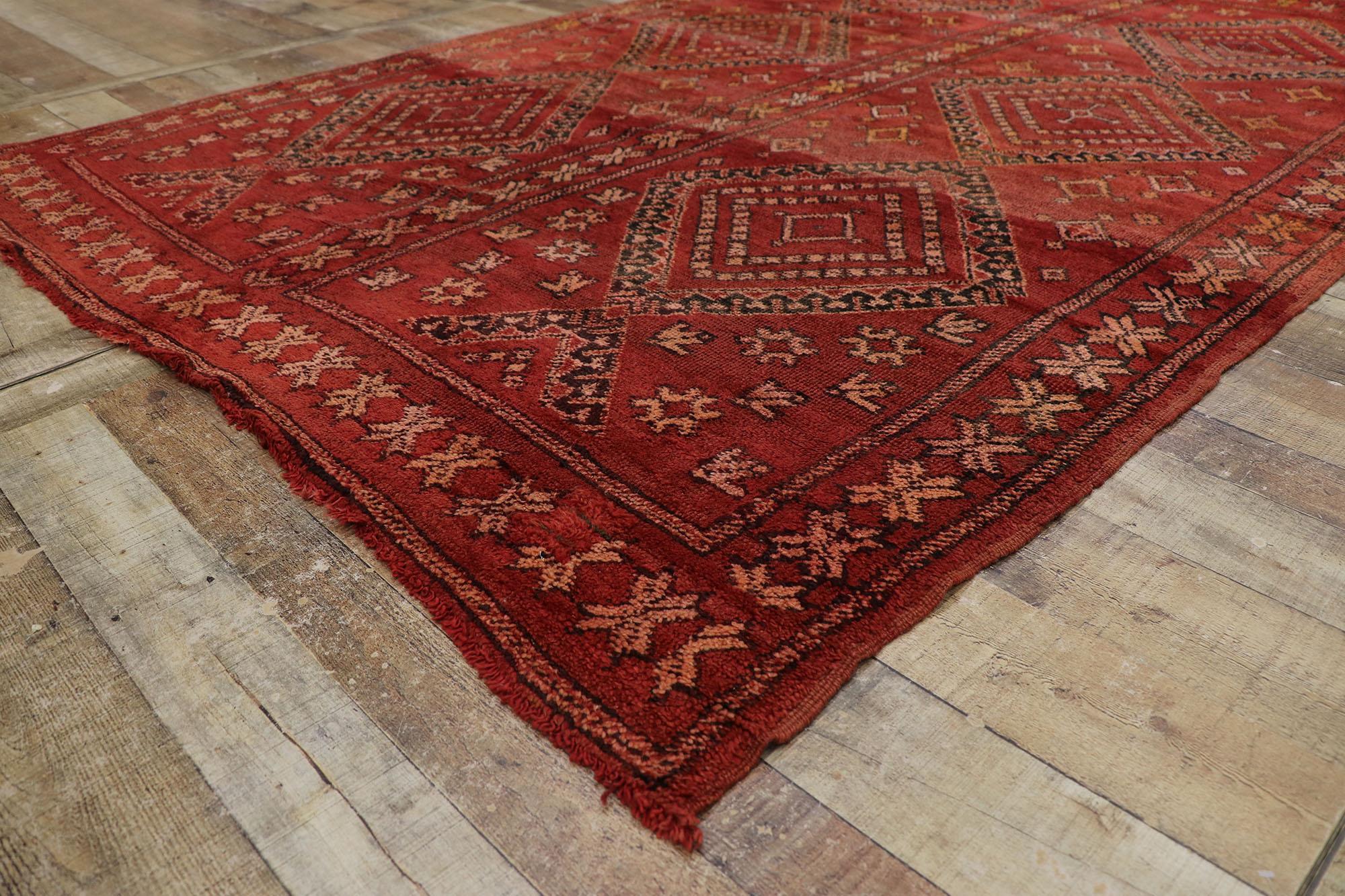 Wool Vintage Berber Red Moroccan Rug with Tribal Style