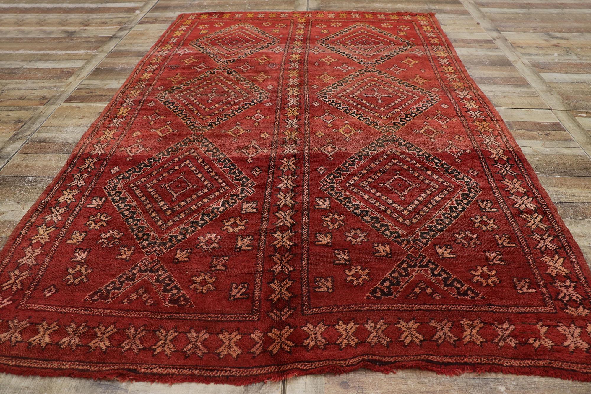 Vintage Berber Red Moroccan Rug with Tribal Style 1