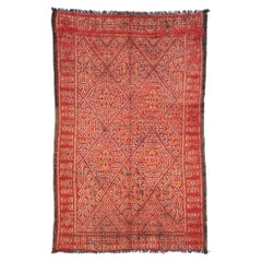 Vintage Red Beni MGuild Moroccan Rug, Midcentury Meets Global Bohemian