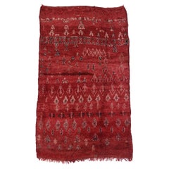 Vintage Berber Red Moroccan Rug with Tribal Style