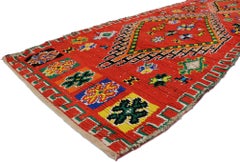 Vintage Berber Red Moroccan Runner with Tribal Style