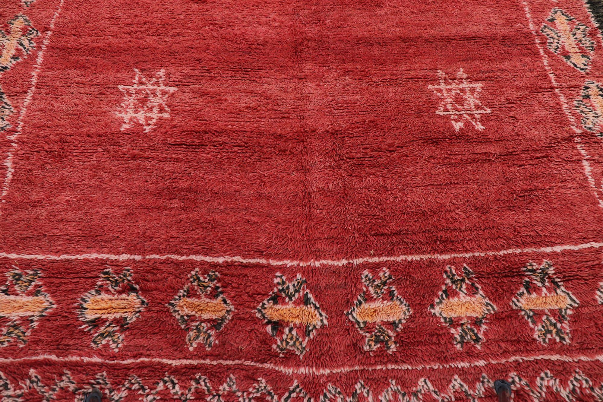 Hand-Knotted Vintage Berber Taznakht Moroccan Rug, Midcentury Meets Tribal Enchantment For Sale