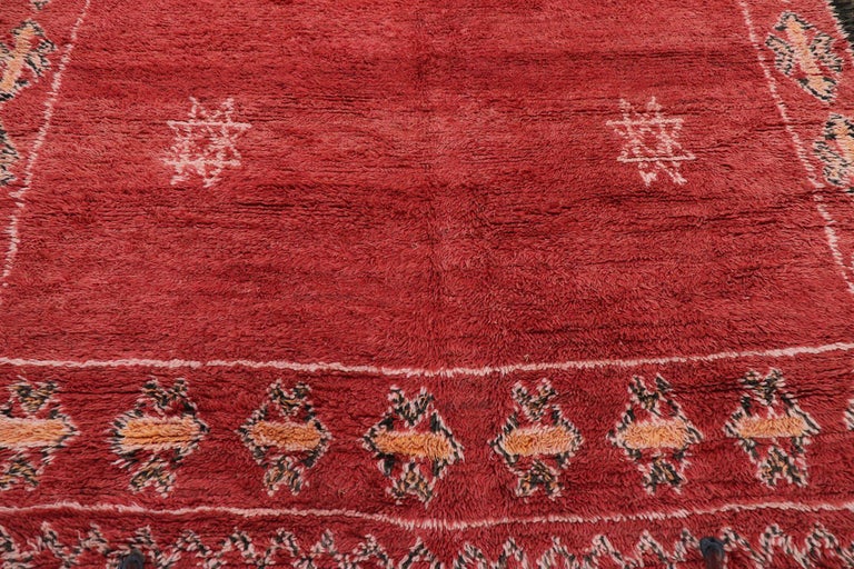 Hand-Knotted Vintage Berber Red Moroccan Taznakht Rug For Sale