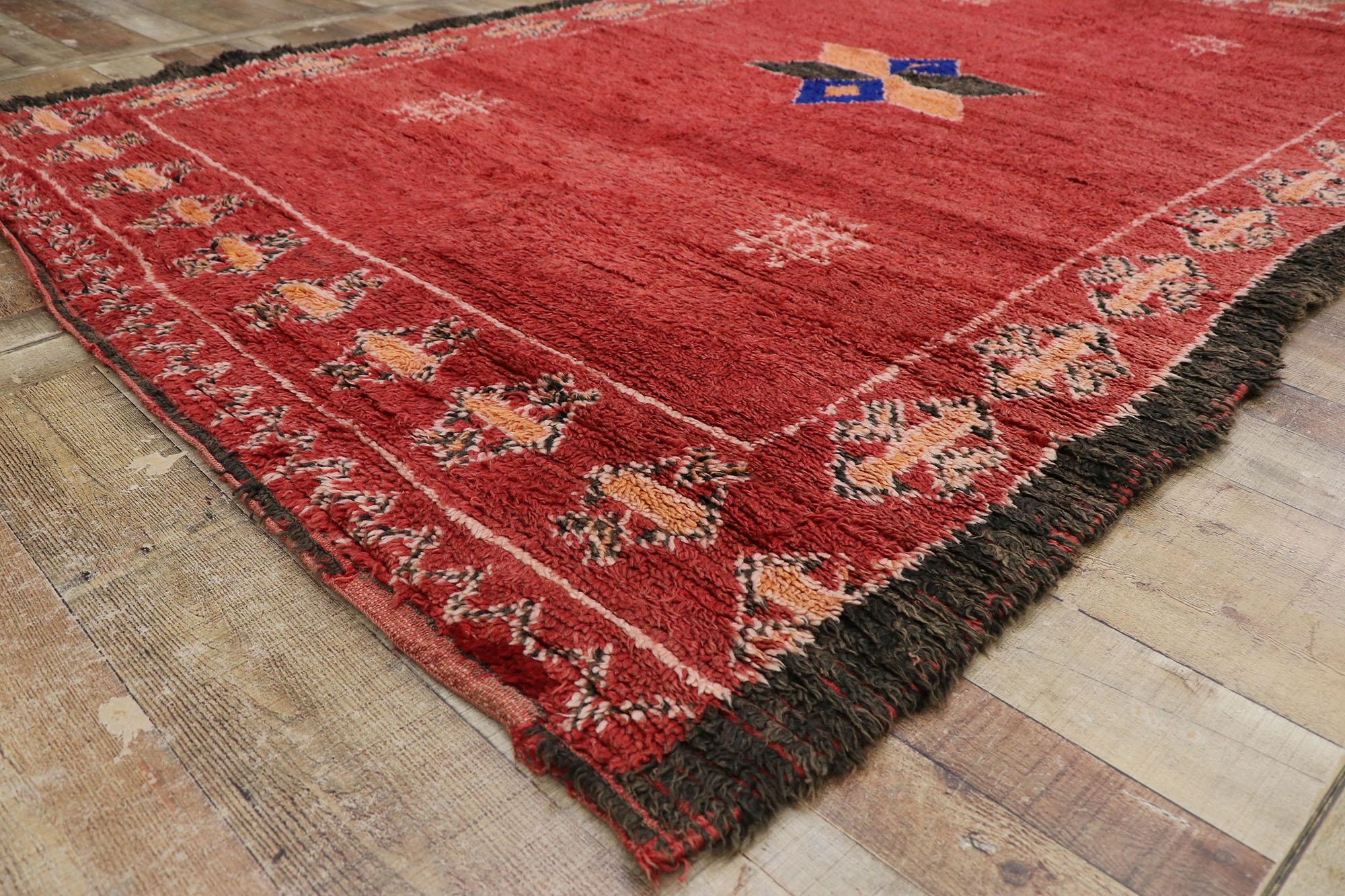 20th Century Vintage Berber Taznakht Moroccan Rug, Midcentury Meets Tribal Enchantment For Sale