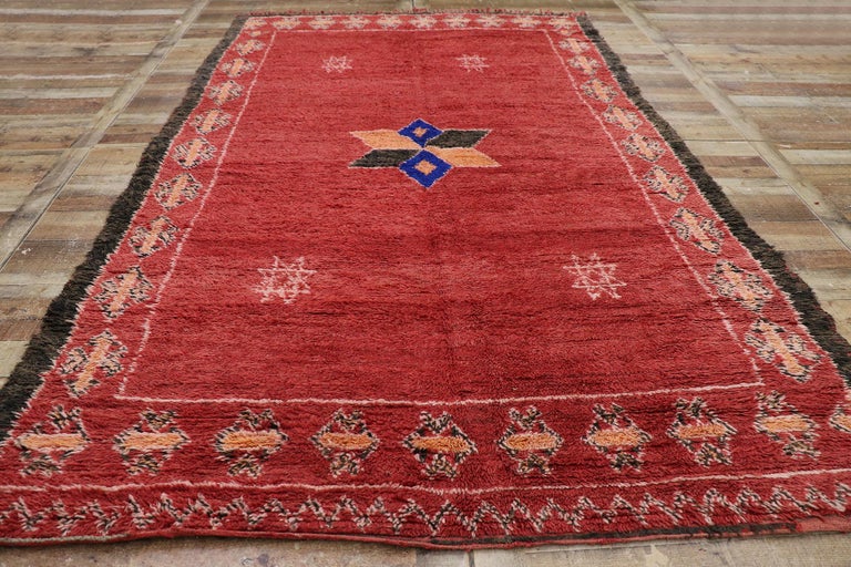Wool Vintage Berber Red Moroccan Taznakht Rug For Sale