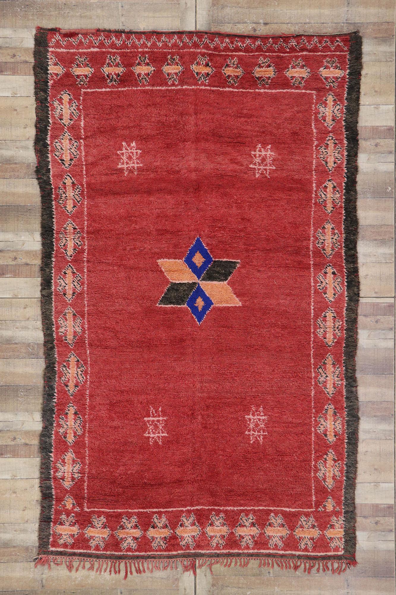 Vintage Berber Taznakht Moroccan Rug, Midcentury Meets Tribal Enchantment For Sale 1