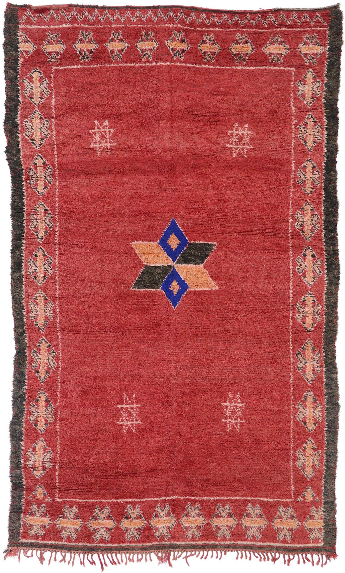 Vintage Berber Taznakht Moroccan Rug, Midcentury Meets Tribal Enchantment For Sale 2