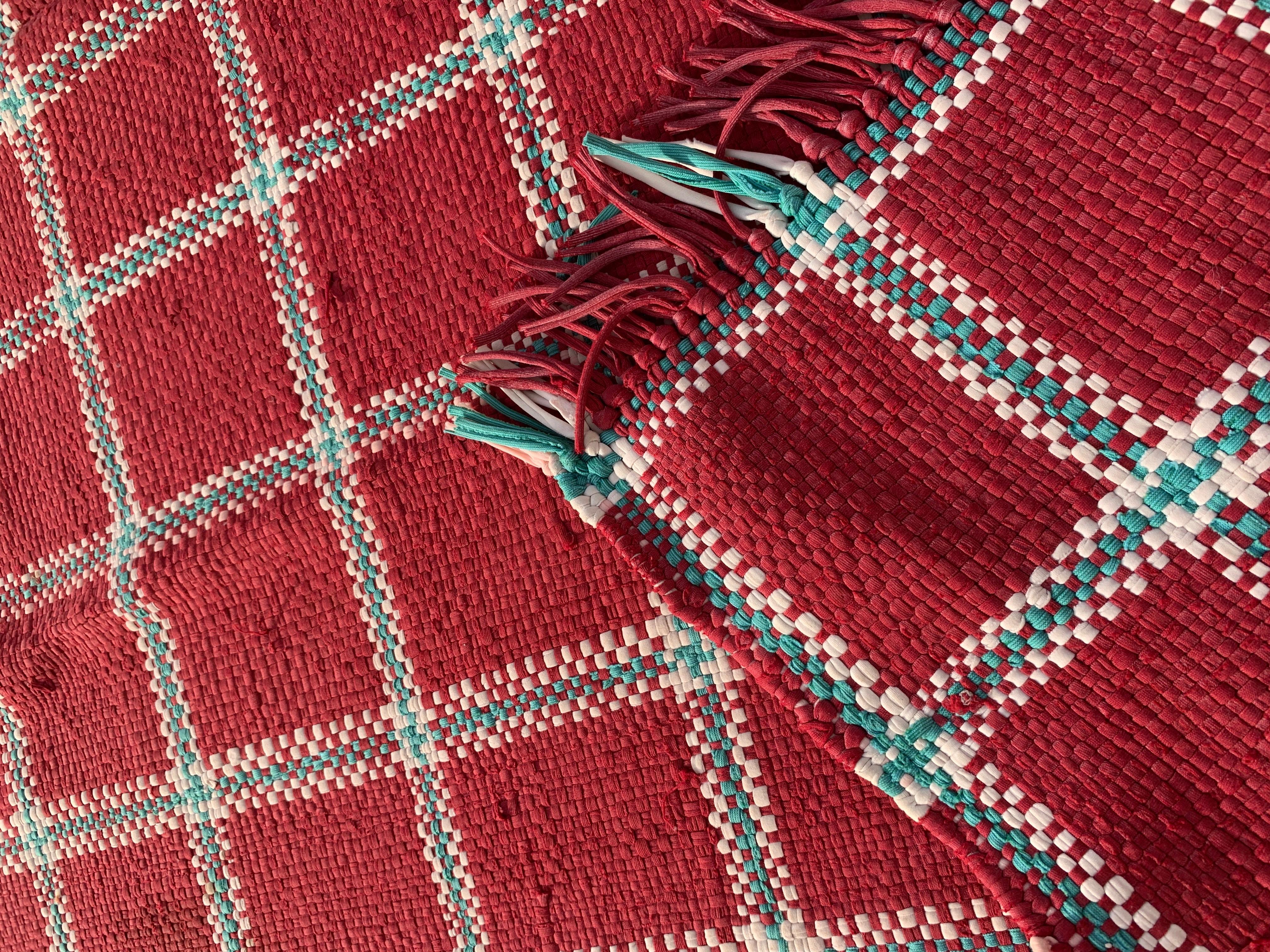 Vintage Berber Rot Grüner Tartan-Teppich Großer 1970er Jahre Handgefertigter nordafrikanischer Weihnachtsteppich im Angebot 5