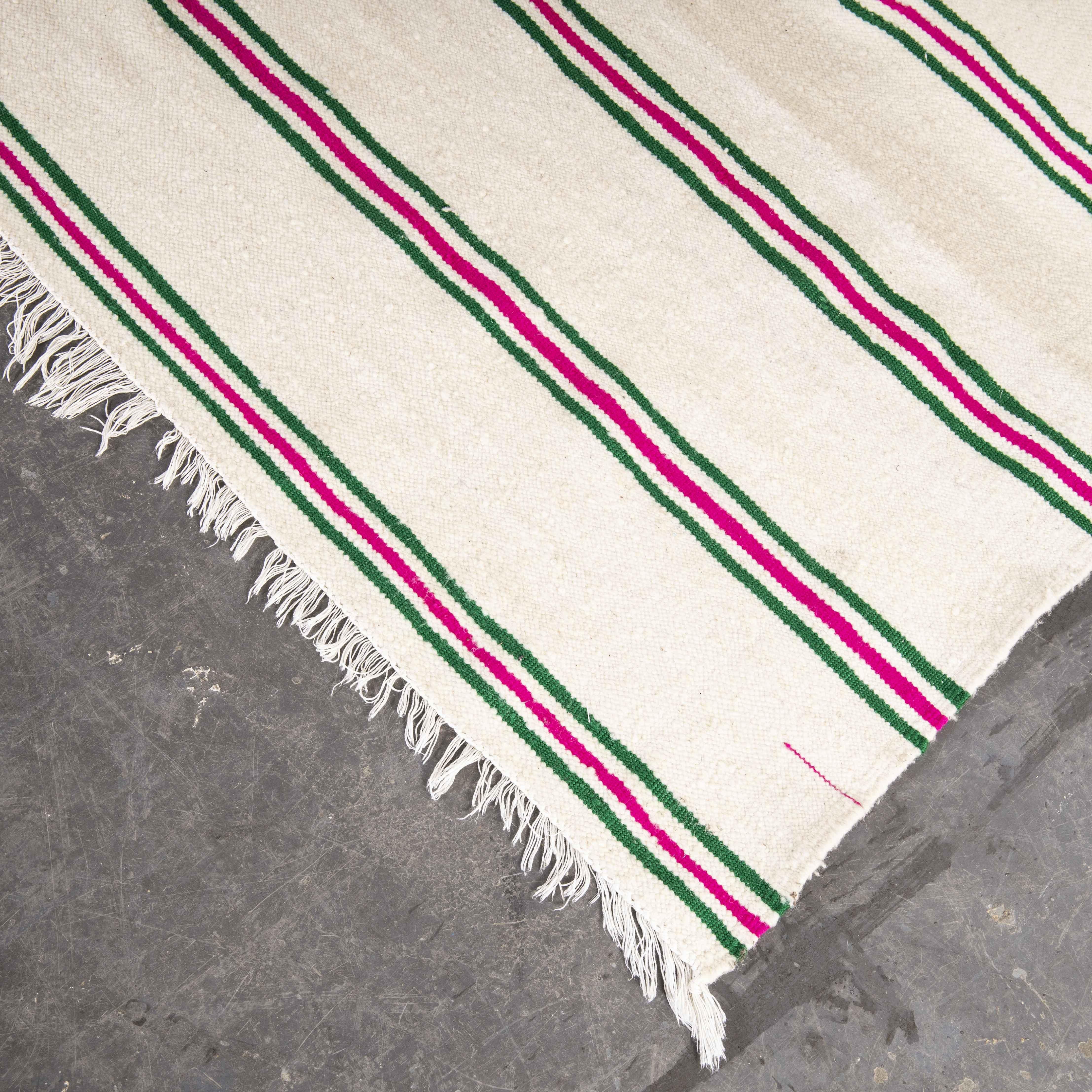 20th Century Vintage Berber Regular Stripe Hanbel Rug For Sale