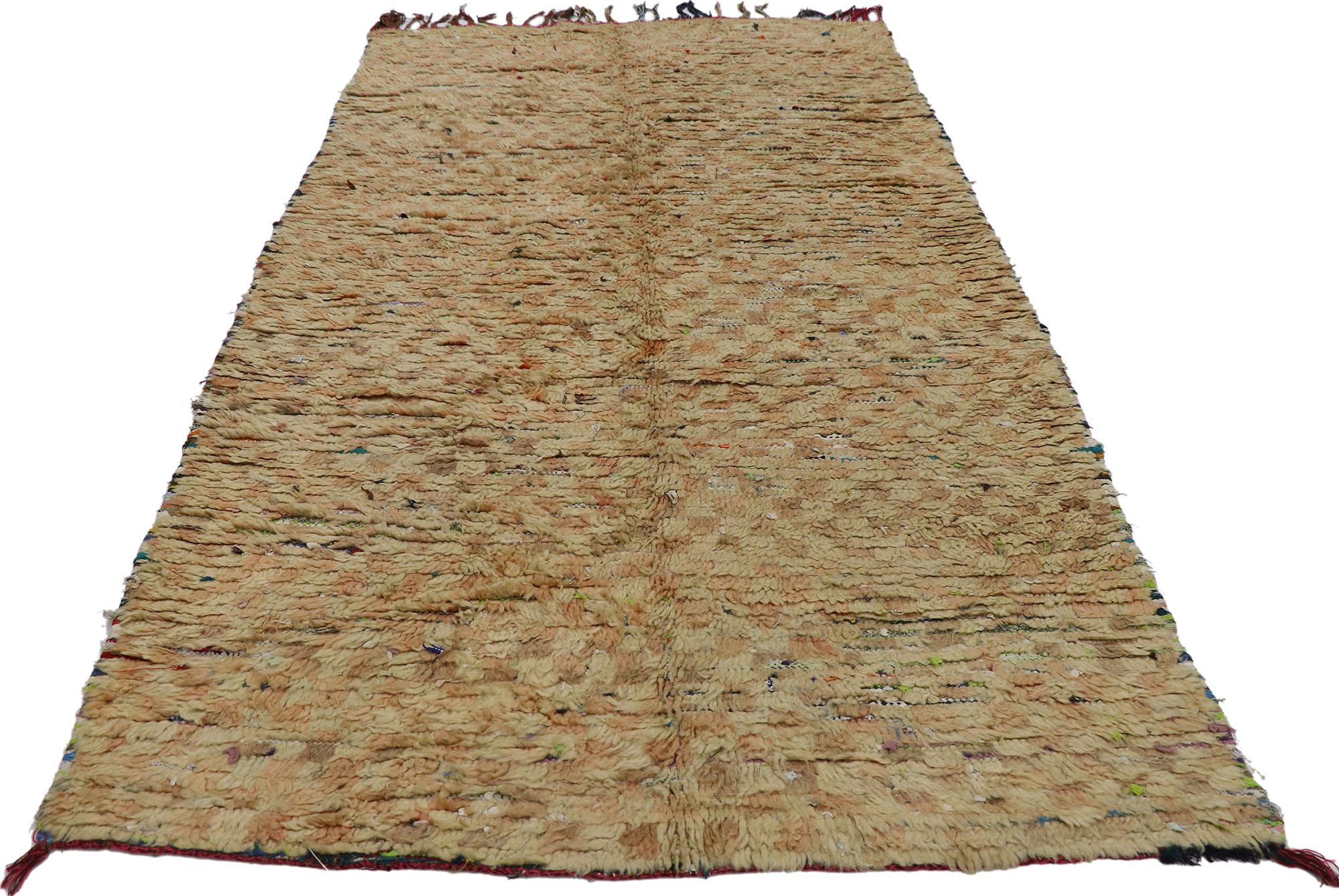 Mid-Century Modern Vintage Berber Rehamna Moroccan Rug with Checkerboard Pattern For Sale