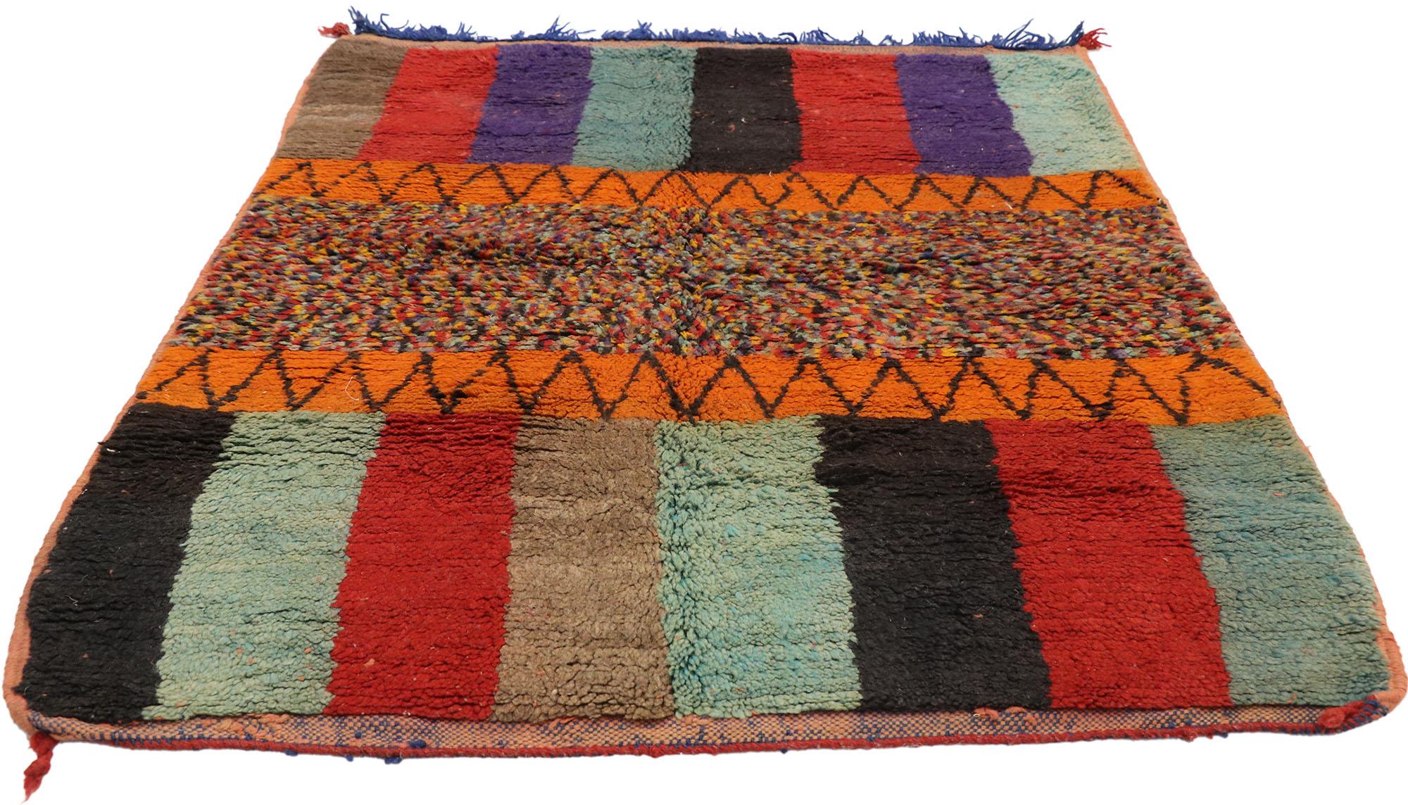 Post-Modern Vintage Berber Moroccan Rug with Color Block Design For Sale