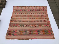 Vintage Berber Rug 1930s Algerian Multicolored Geometrical Handmade 190x193 cm