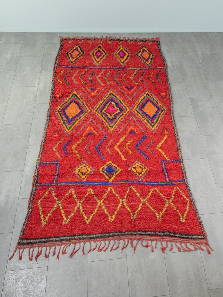 Vintage Berber Rug Boujad 100 Wool Handmade Moroccan For Sale at 1stDibs