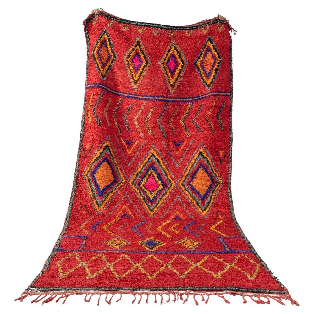 Vintage Berber Rug Boujad 100% Wool Handmade Moroccan For Sale
