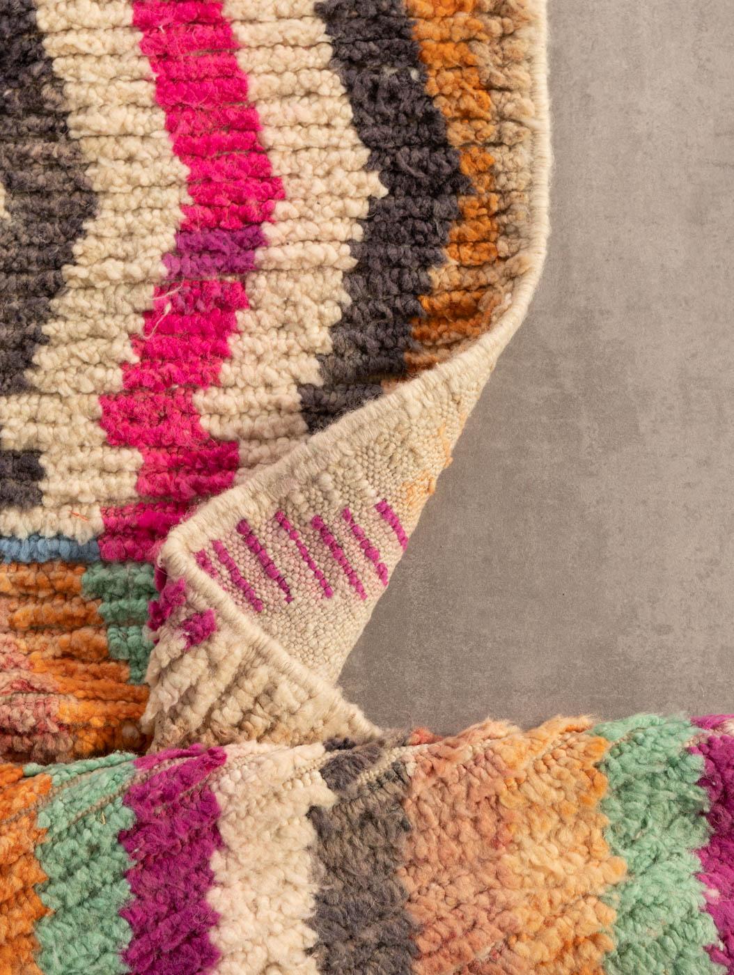 Moroccan Vintage Berber Rug Runner 100% Wool Handmade For Sale