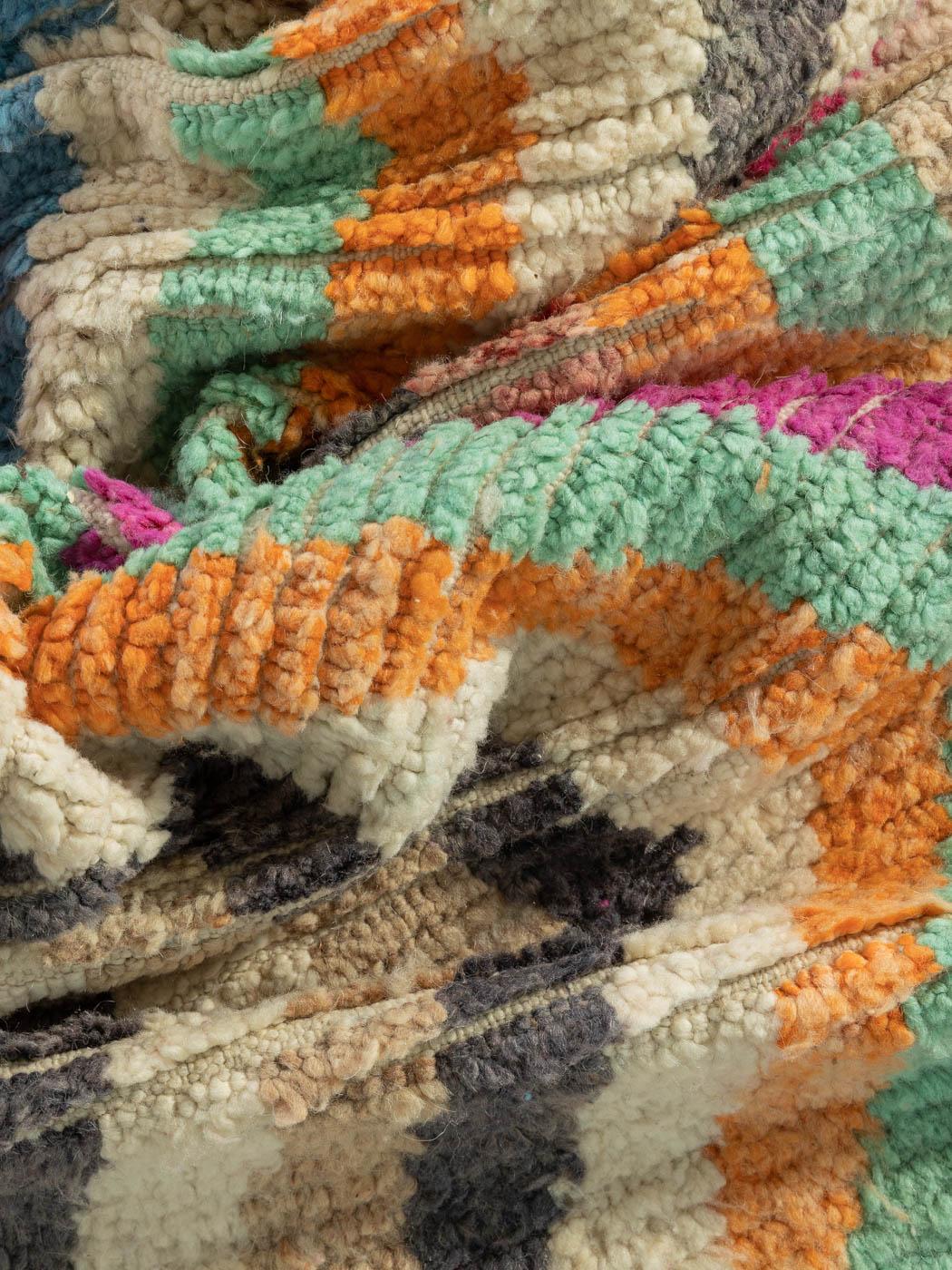 Laine Tapis de couloir berbère vintage 100 % laine fait main en vente