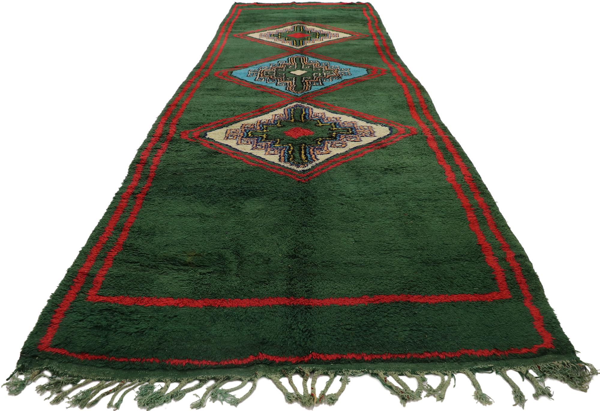 Hand-Knotted Vintage Berber Taznakht Moroccan Rug with Tribal Style For Sale