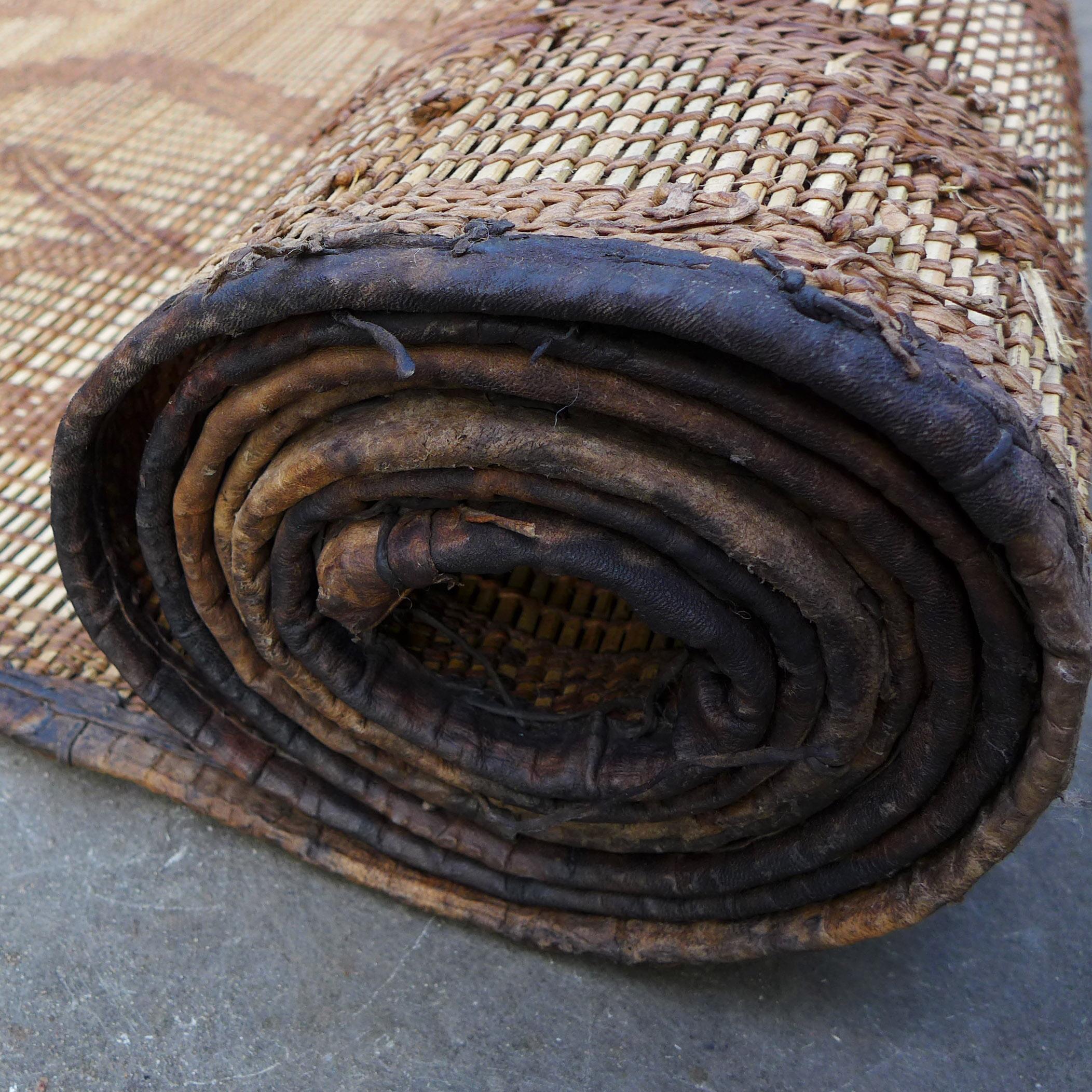 Hand-Crafted Vintage Berber Tuareg Mat Rug For Sale