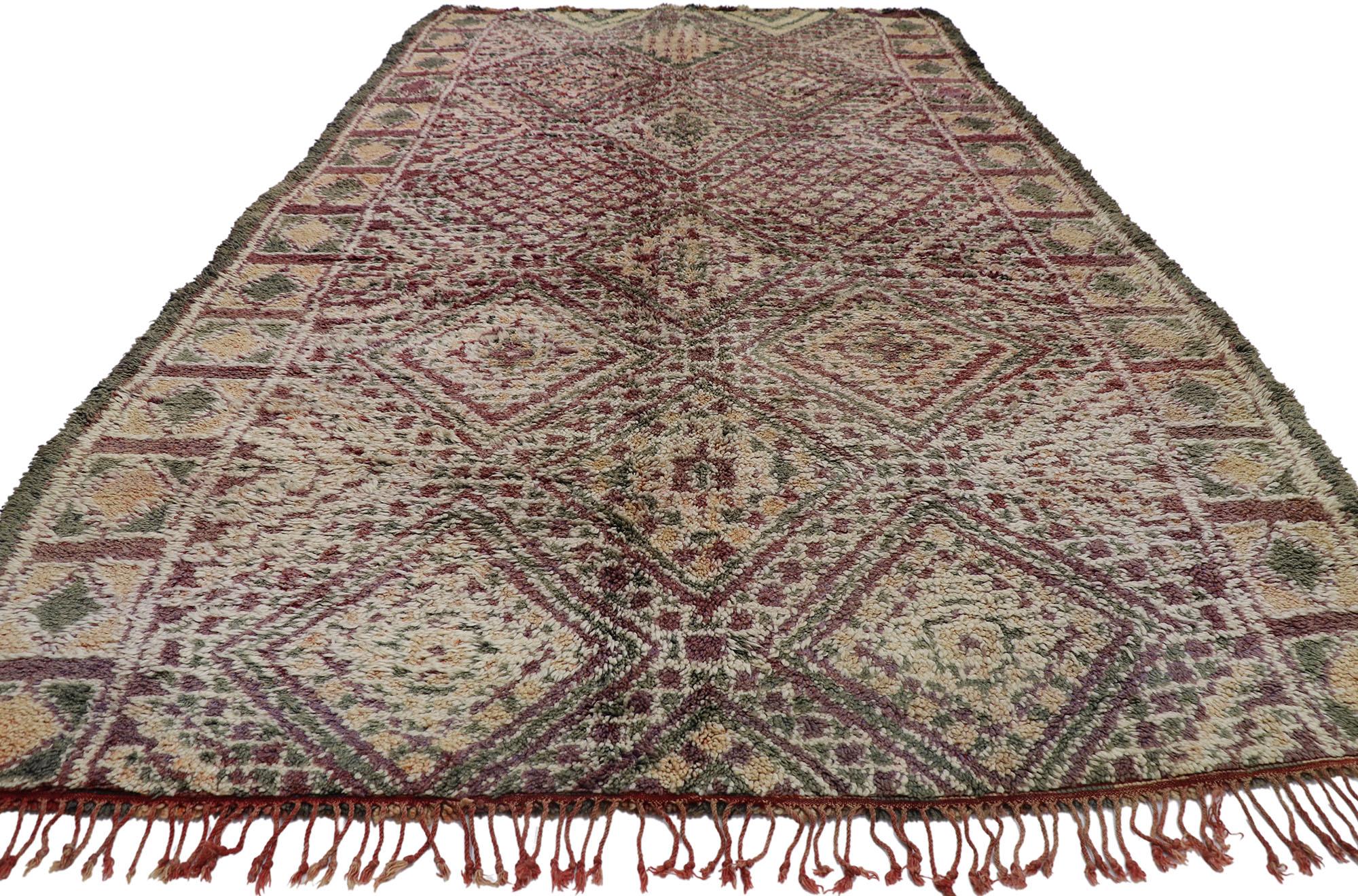 Hand-Knotted Vintage Berber Zayane Moroccan Rug with Bohemian Style For Sale