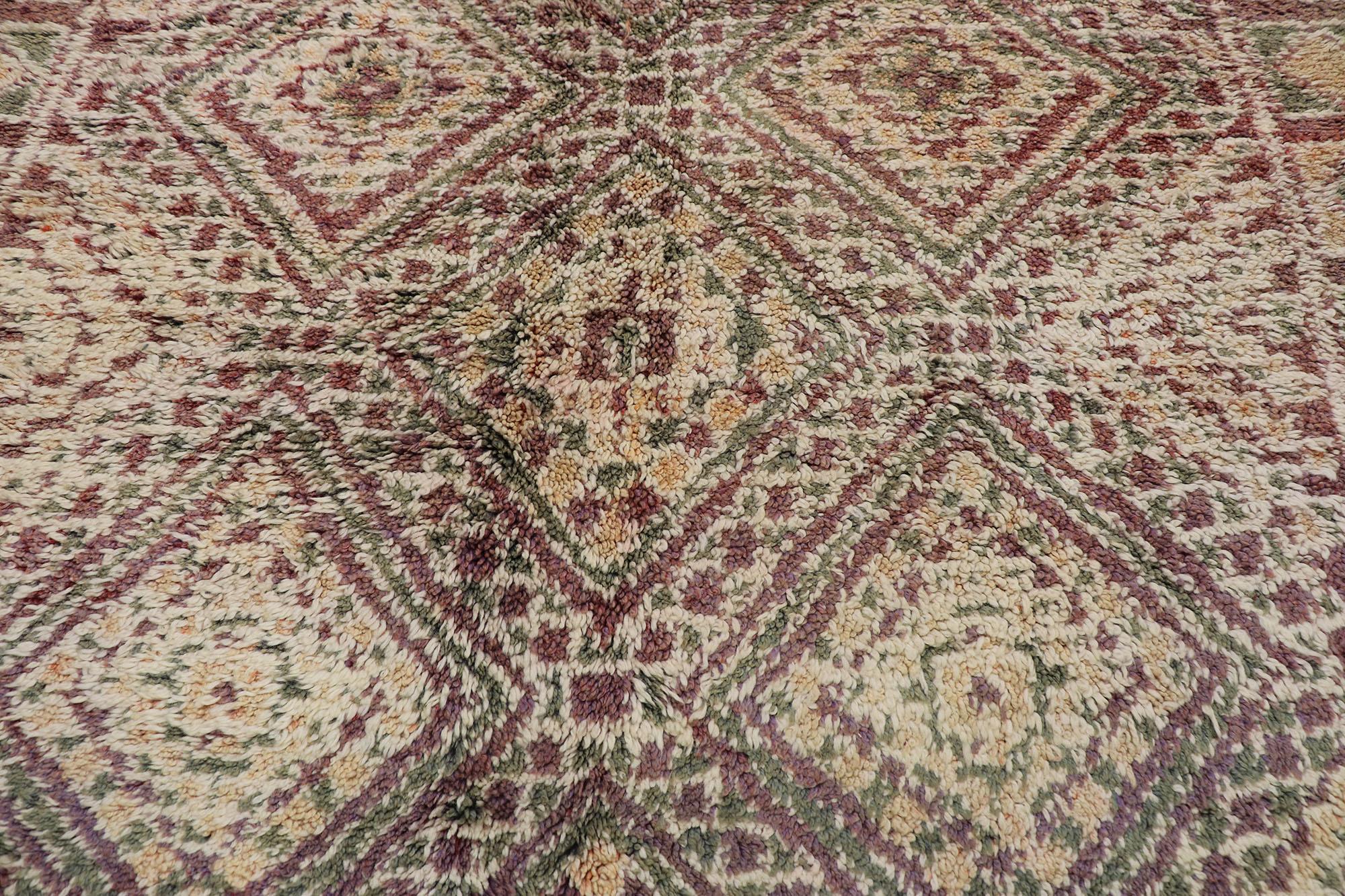 Alfombra Vintage Bereber Zayane Marroquí de Estilo Bohemio en Bueno estado para la venta en Dallas, TX