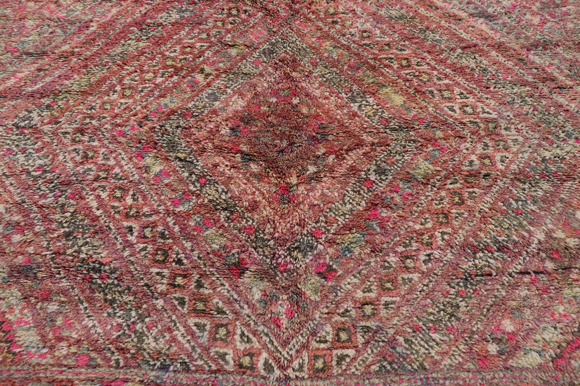 Hand-Knotted 1980's Berber Beni MGuild Moroccan Carpet with Modern Style For Sale