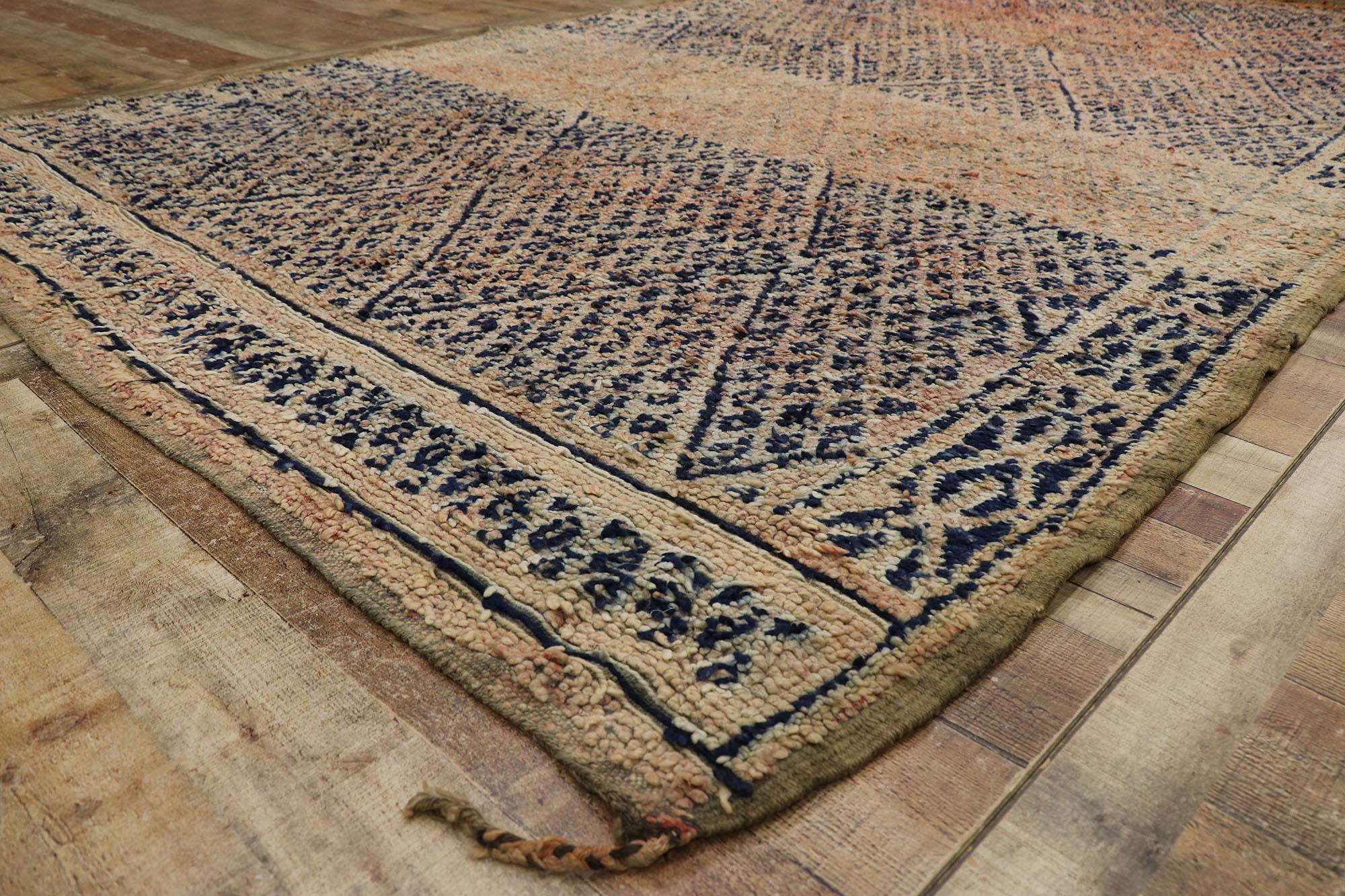 Wool Vintage Berber Zayane Moroccan Rug with Bohemian Style