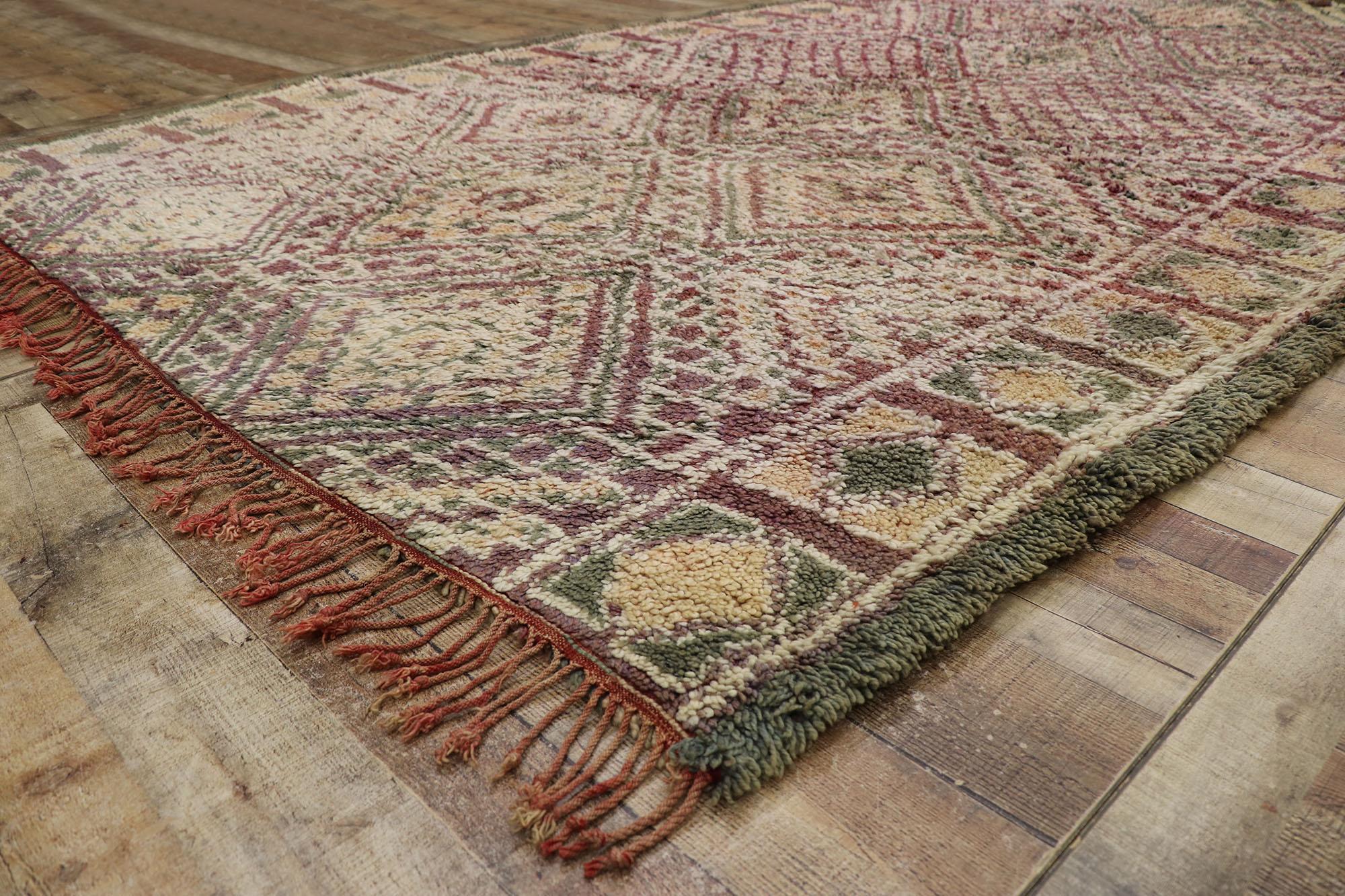 Wool Vintage Berber Zayane Moroccan Rug with Bohemian Style For Sale