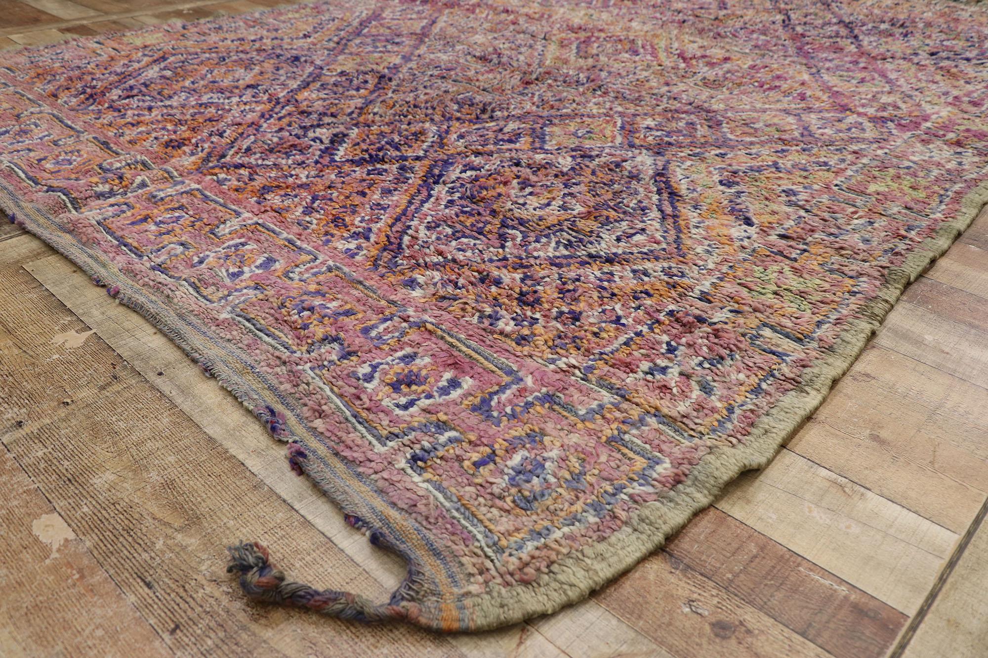 Wool Vintage Berber Zayane Moroccan Rug with Bohemian Style For Sale