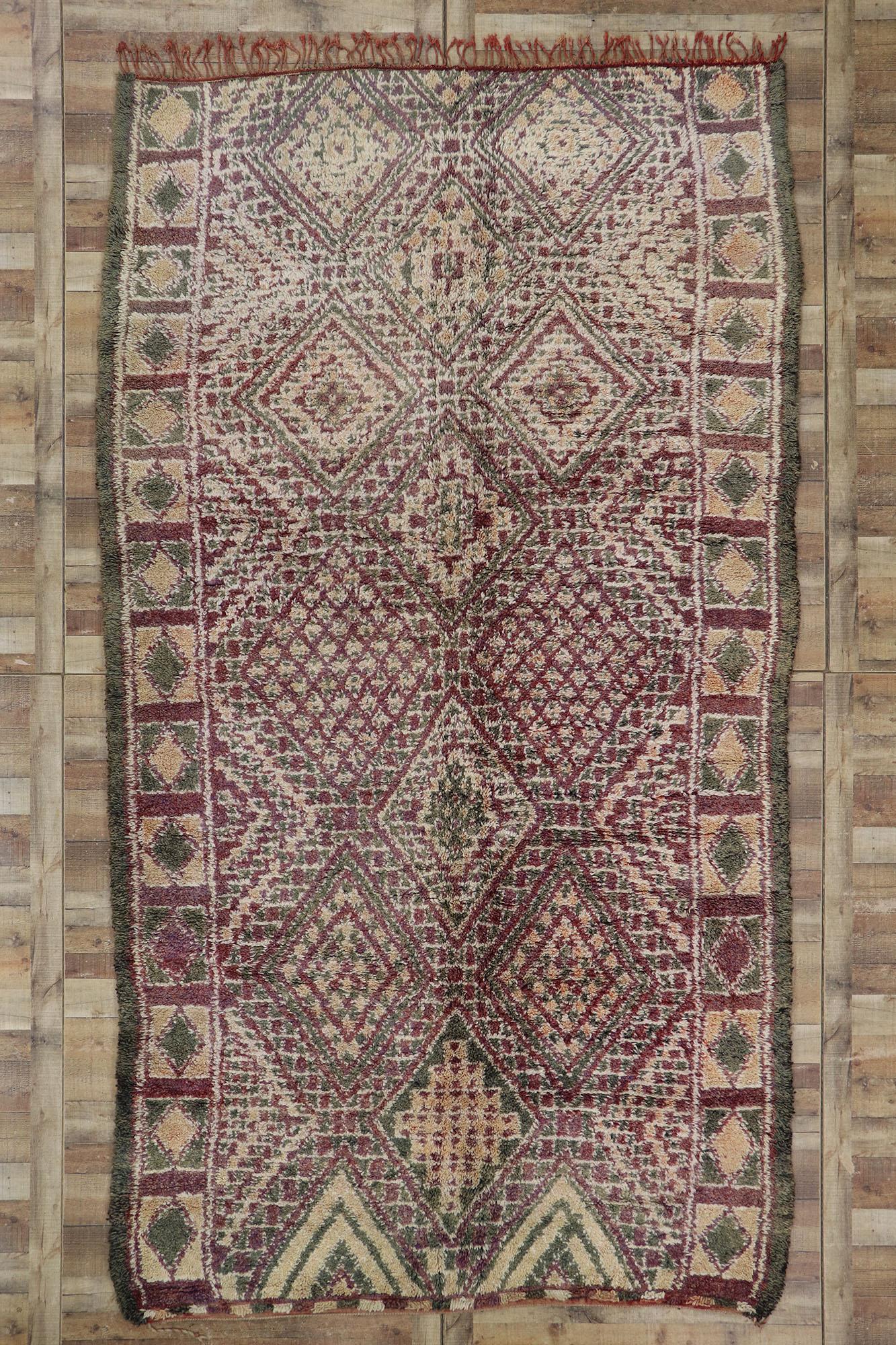 Alfombra Vintage Bereber Zayane Marroquí de Estilo Bohemio en venta 2