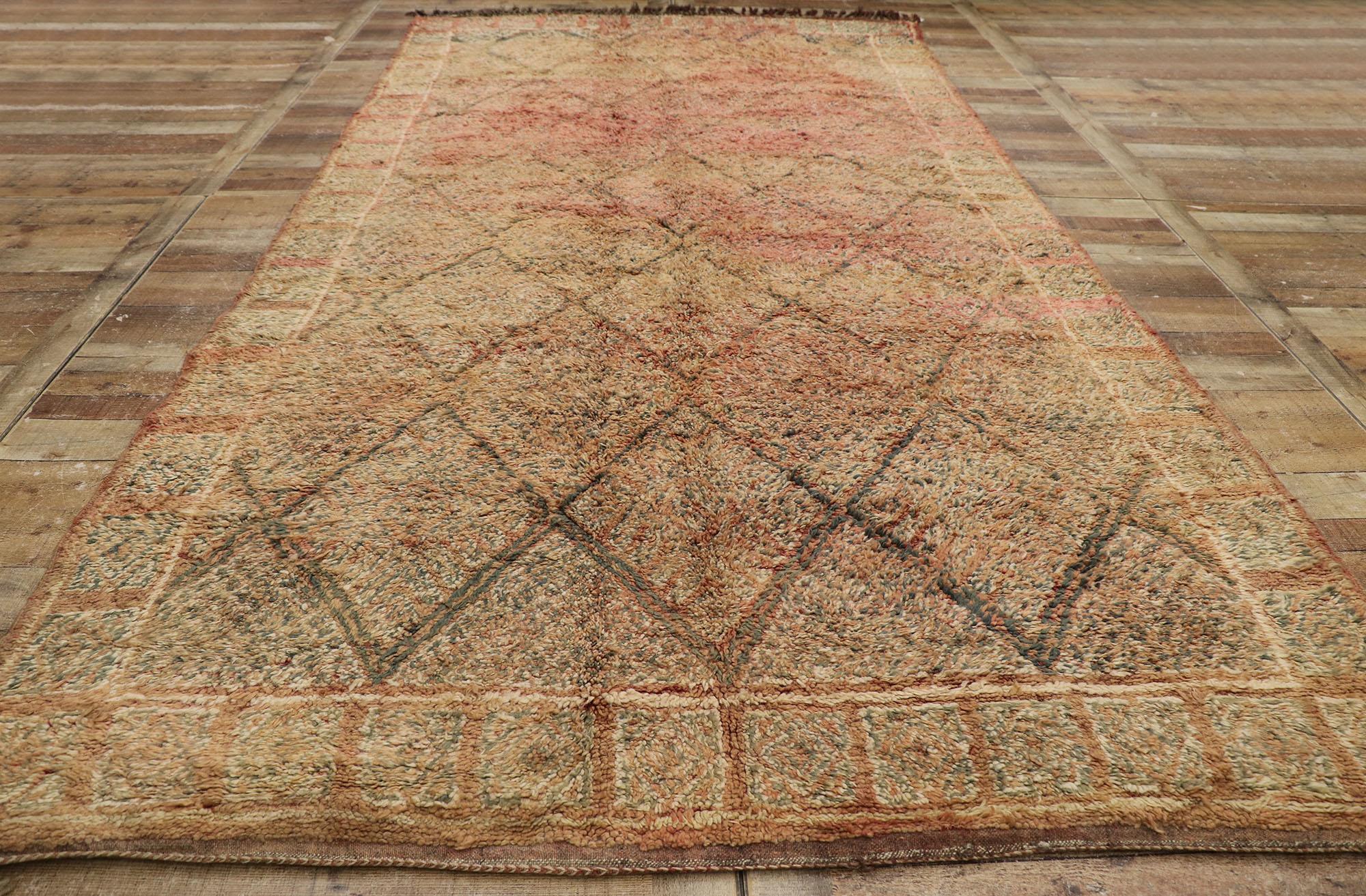 Wool Vintage Berber Zayane Moroccan Rug with Modern Rustic Style For Sale