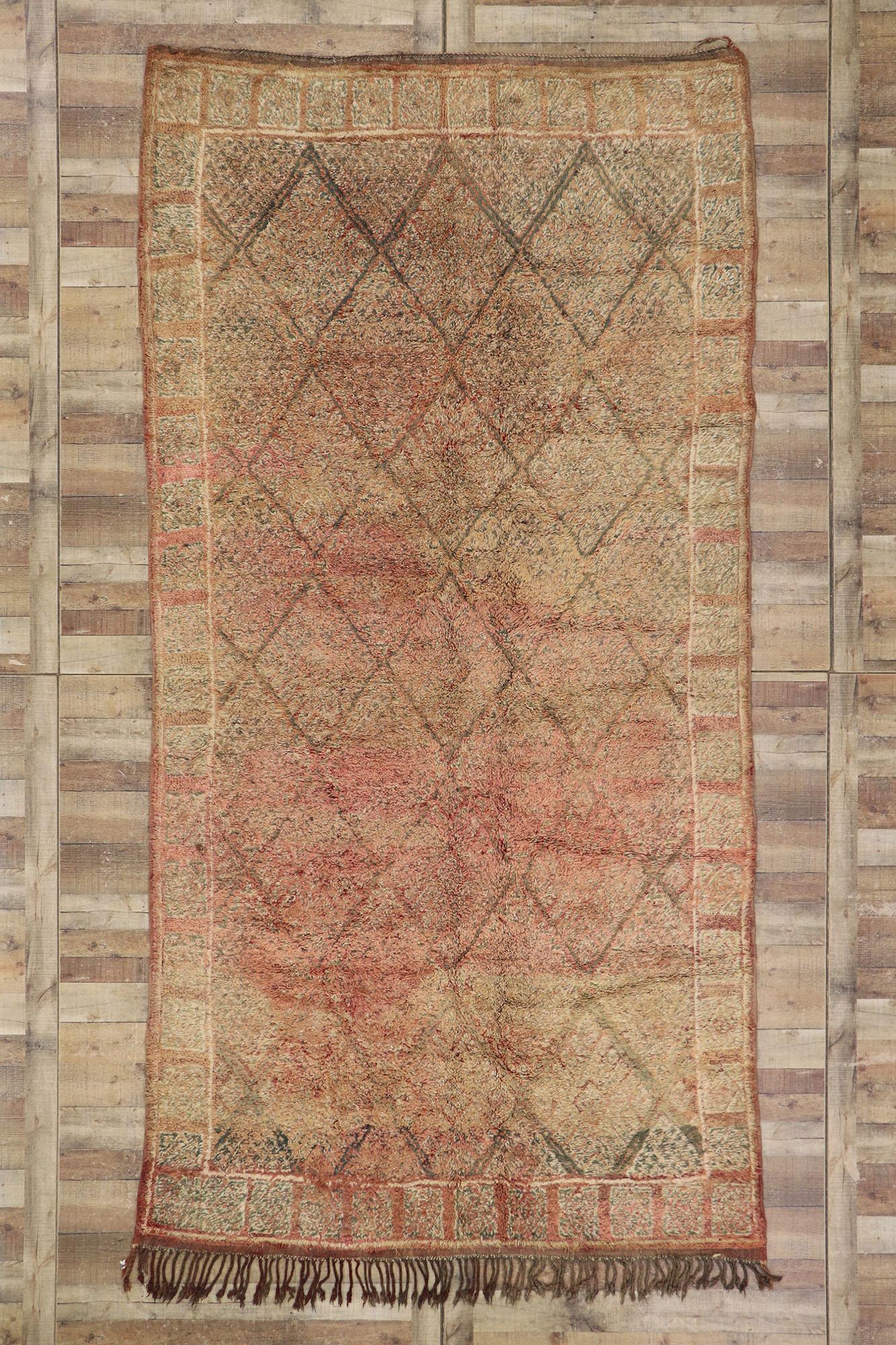 Lana Tappeto marocchino berbero vintage Zayane con stile rustico moderno in vendita