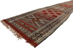 Vintage Berber Zemmour Moroccan Kilim Runner with Tribal Style