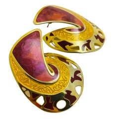 Vintage BEREBI signe gold enamel designer earrings