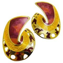 BEREBI signiert Gold-Emaille-Designer-Ohrringe