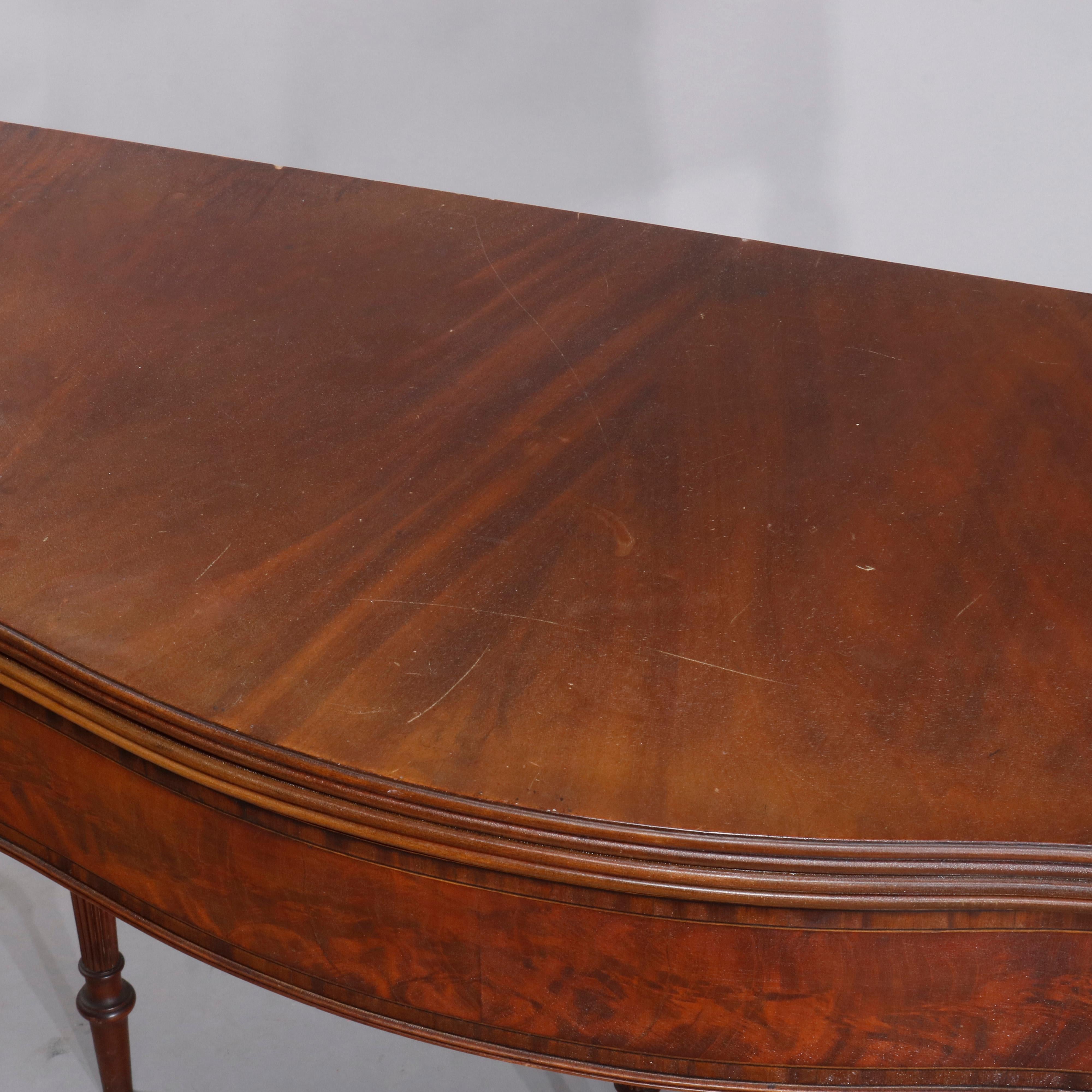 Berkey & Gay Sheraton Style Mahogany Satinwood Banded Game Table, circa 1930 3