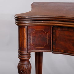 Berkey & Gay Sheraton Style Mahogany Satinwood Banded Game Table, circa 1930
