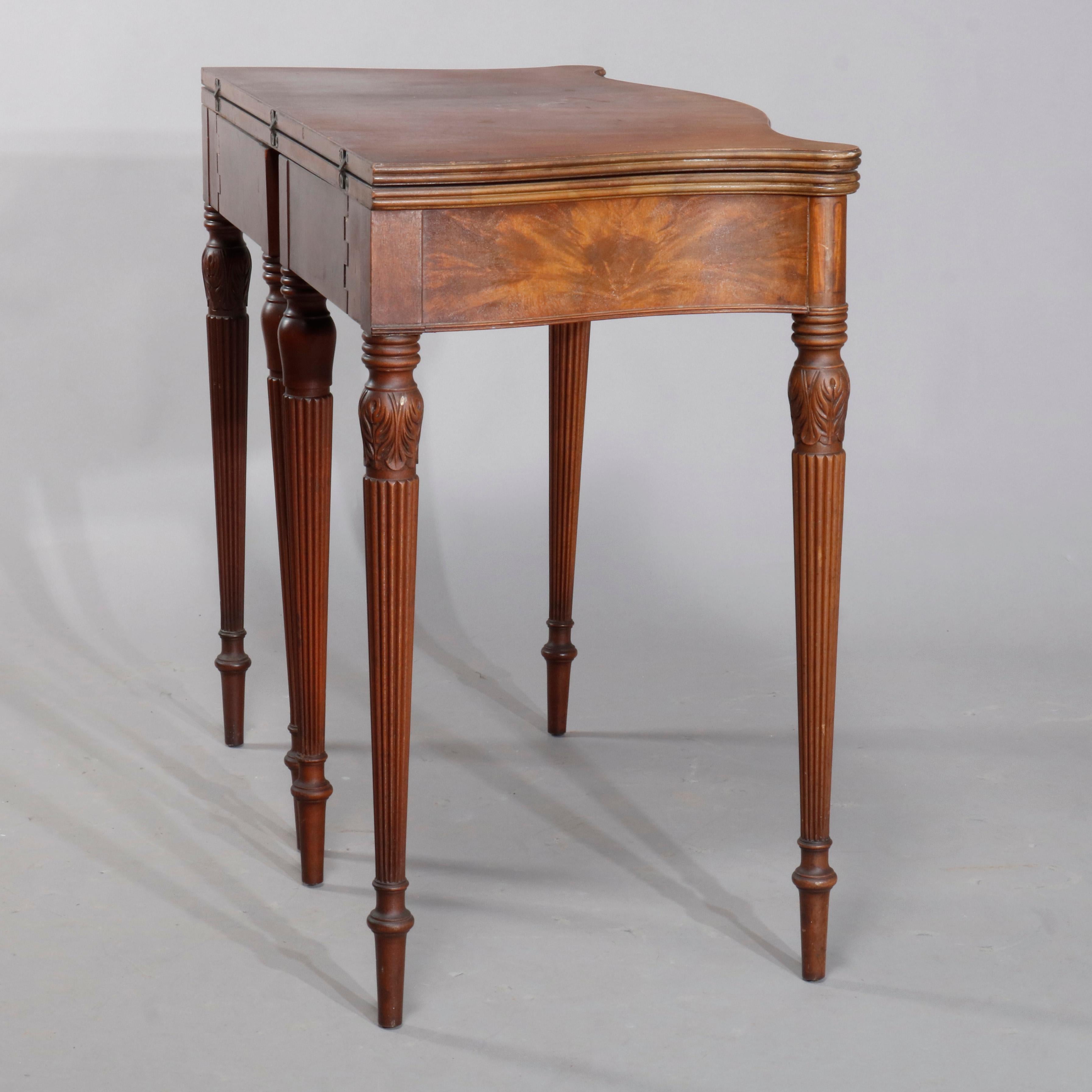 Berkey & Gay Sheraton Style Mahogany Satinwood Banded Game Table, circa 1930 In Good Condition In Big Flats, NY