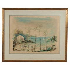 Aquarelle vintage représentant les Bermudes, par Alfred Birdsey