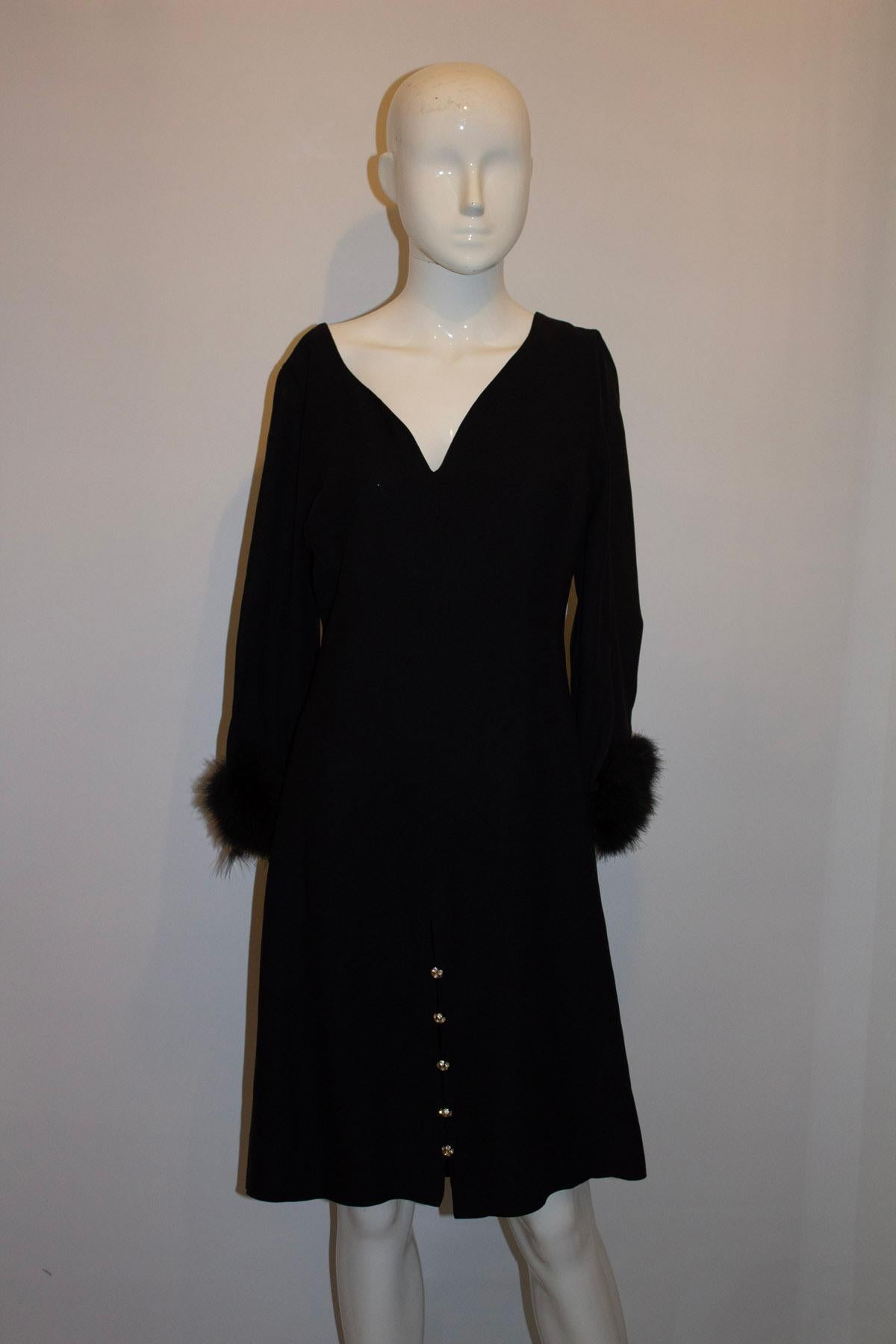 Vintage Bern Ann Northgate Cocktail Dress with Feather detail In Good Condition For Sale In London, GB