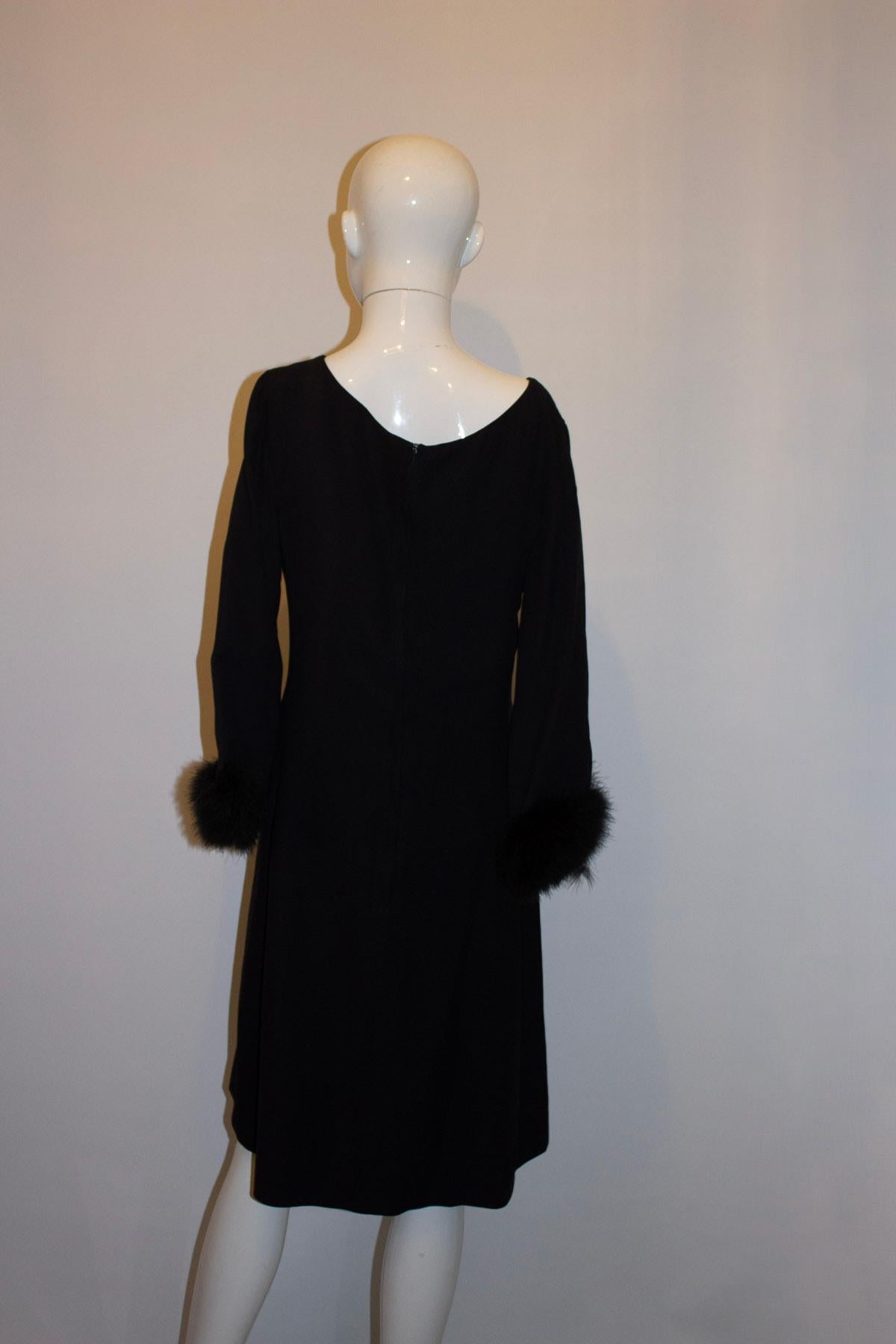 Vintage Bern Ann Northgate Cocktail Dress with Feather detail For Sale 1