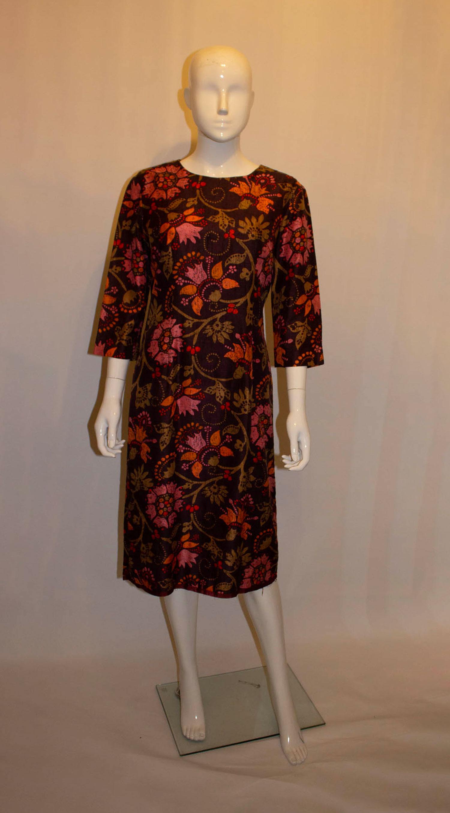Women's Vintage Bernard Freres Silk Dress in Liberty Print For Sale