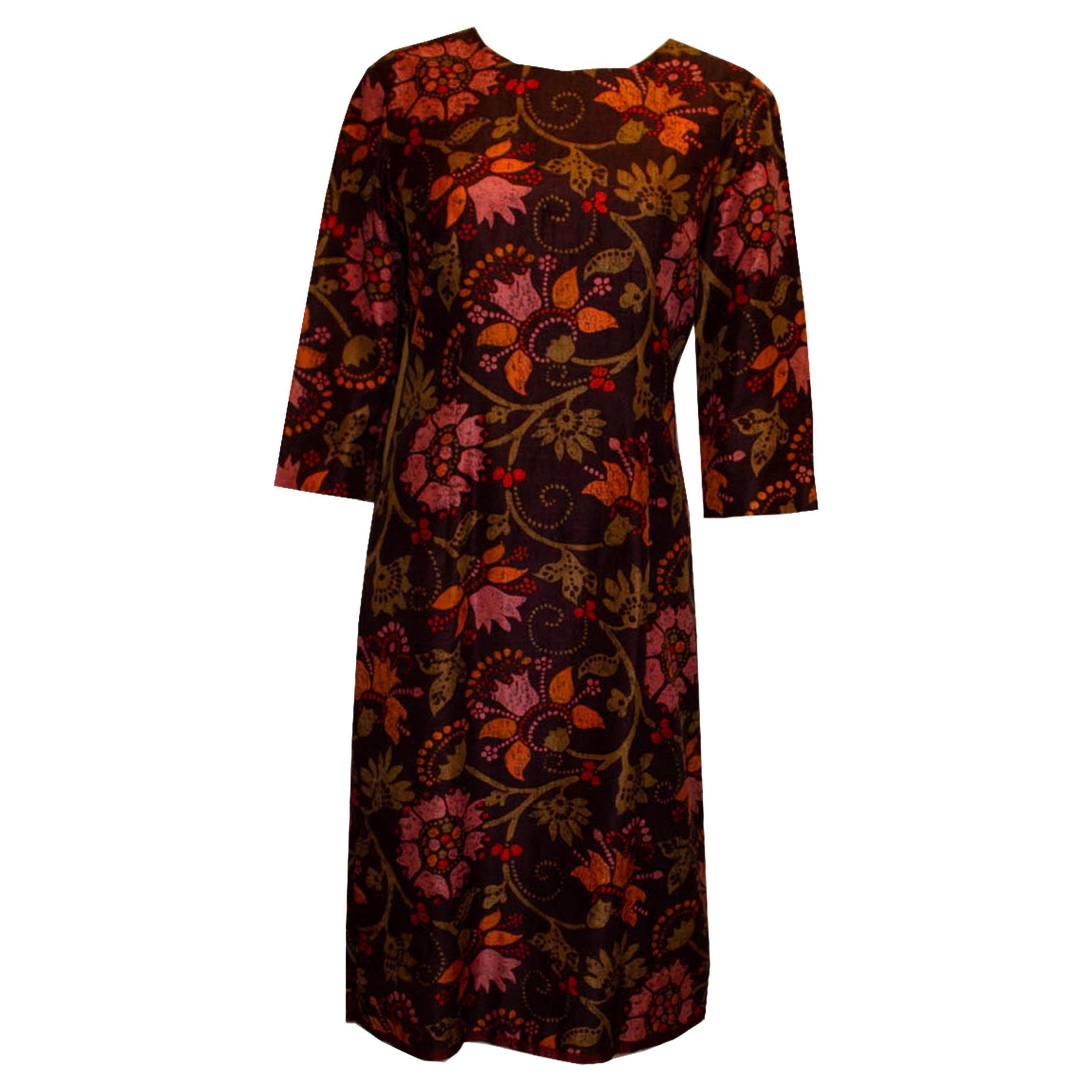 Robe vintage Bernard Freres en soie imprimée Liberty en vente