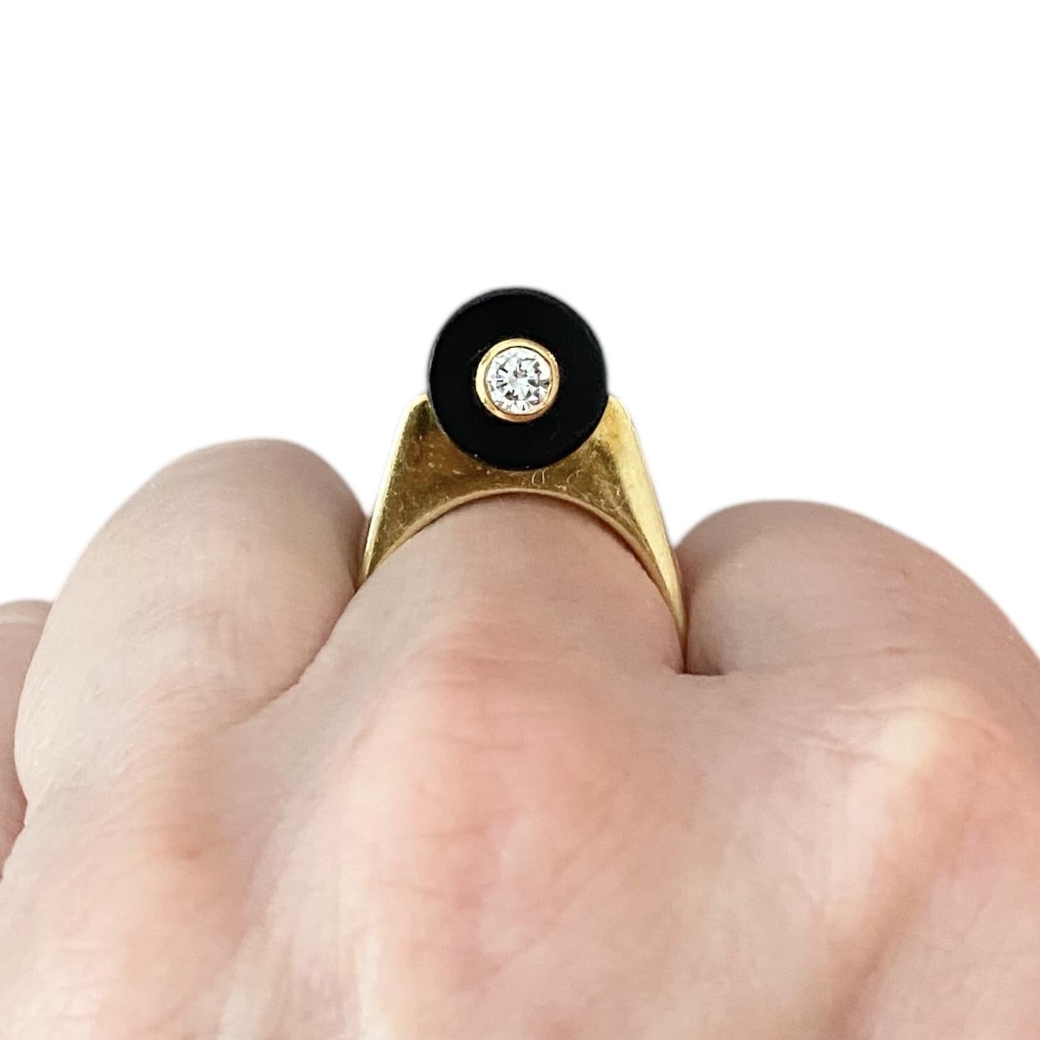 Vintage Bernard K Passman 18K Gold Black Coral & Diamond Ring In Good Condition For Sale In Henderson, NV