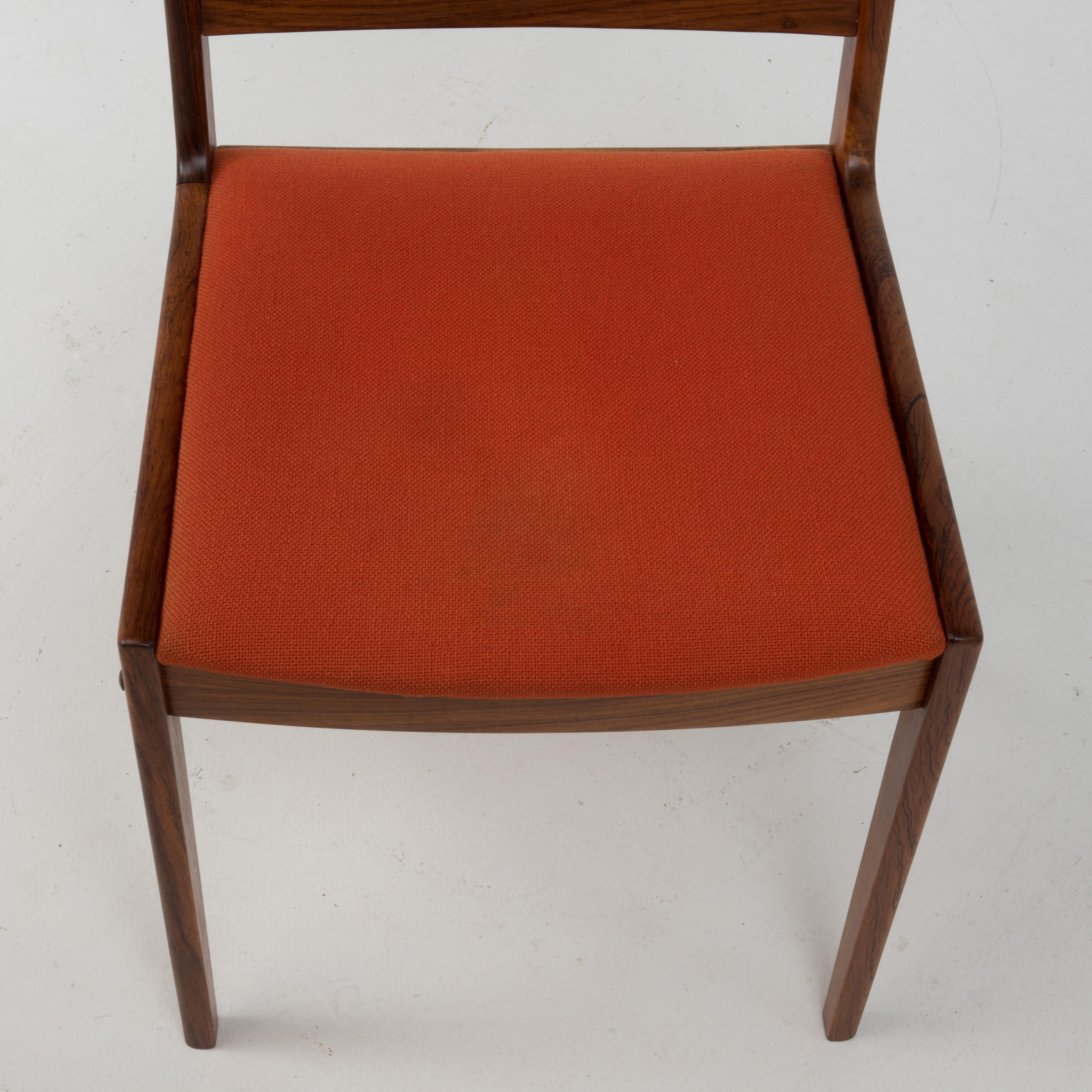 Mid-Century Modern Vintage Bernhard Pedersen & Son Danish Modern Rosewood Dining Chairs, Set of Six