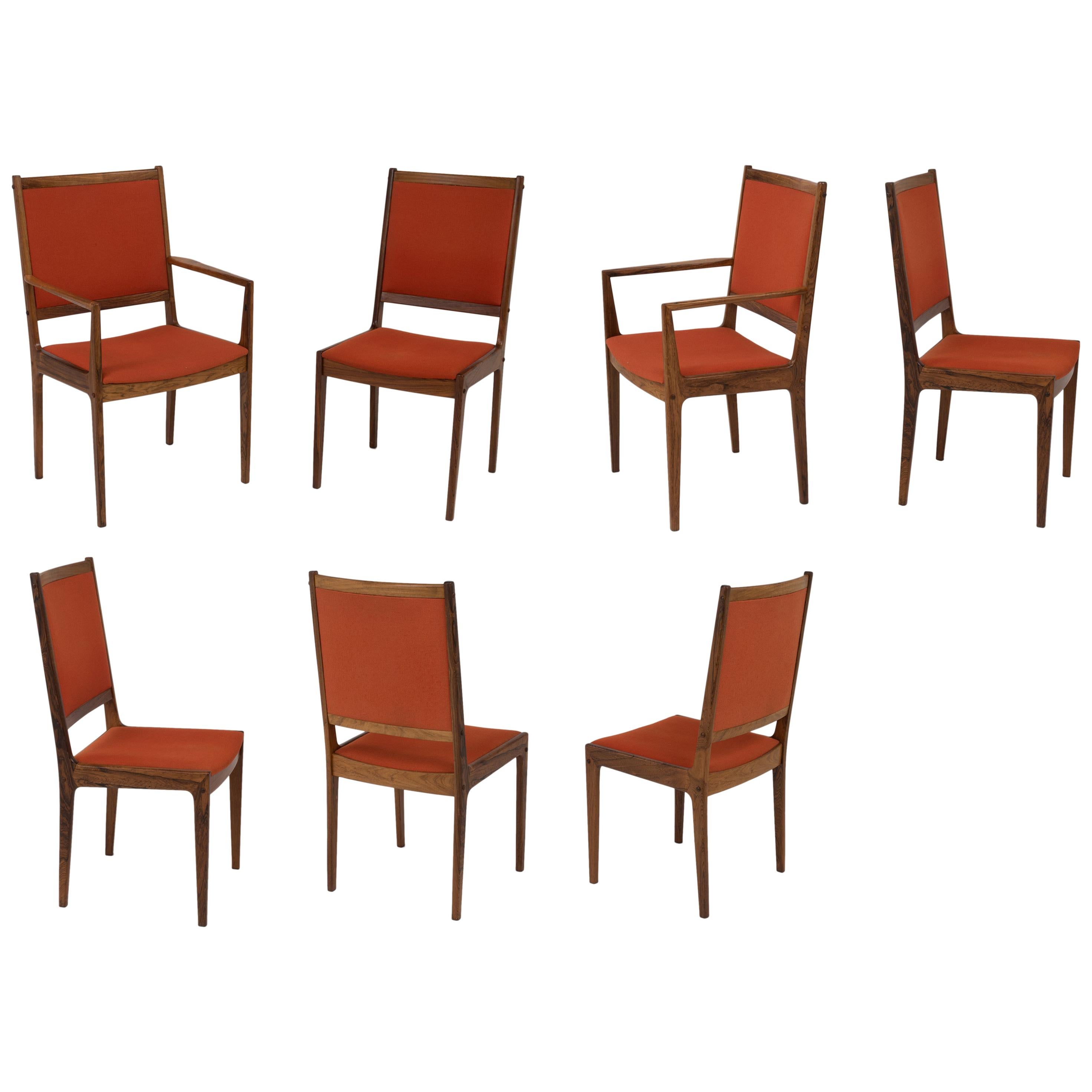 Vintage Bernhard Pedersen & Son Danish Modern Rosewood Dining Chairs, Set of Six