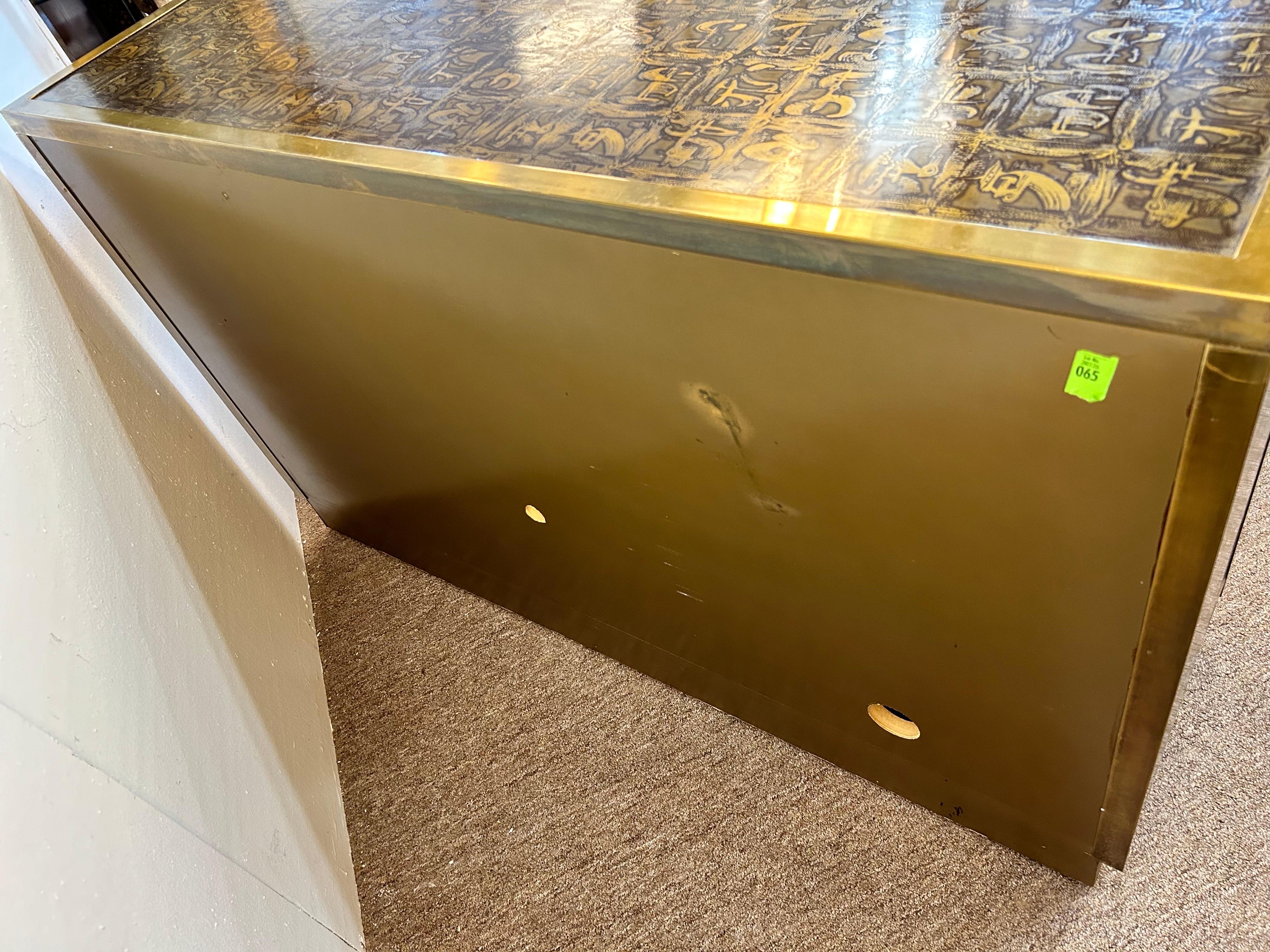 Vintage Bernhard Rohne Mastercraft 1970's Acid Etched Two Door Cabinet Console 13