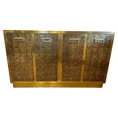 Vintage Bernhard Rohne Mastercraft 1970's Acid Etched Two Door Cabinet Console