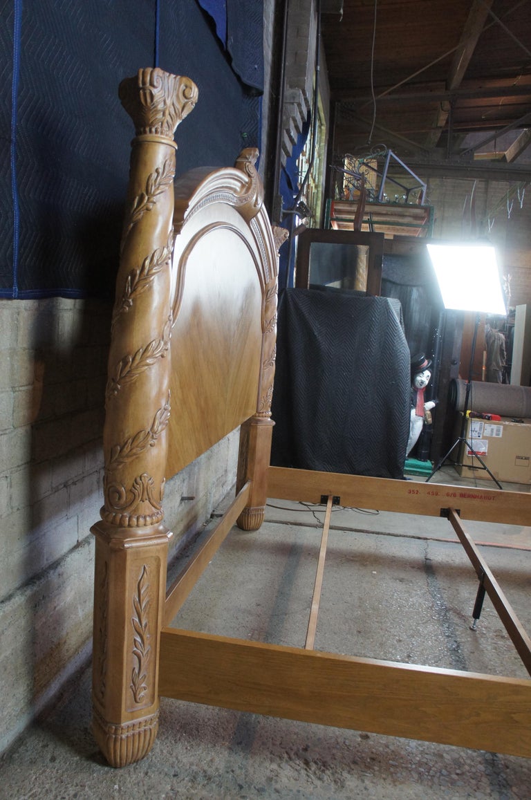 Vintage Bernhardt Athena Collection Oak King Size Poster Bed Frame 4