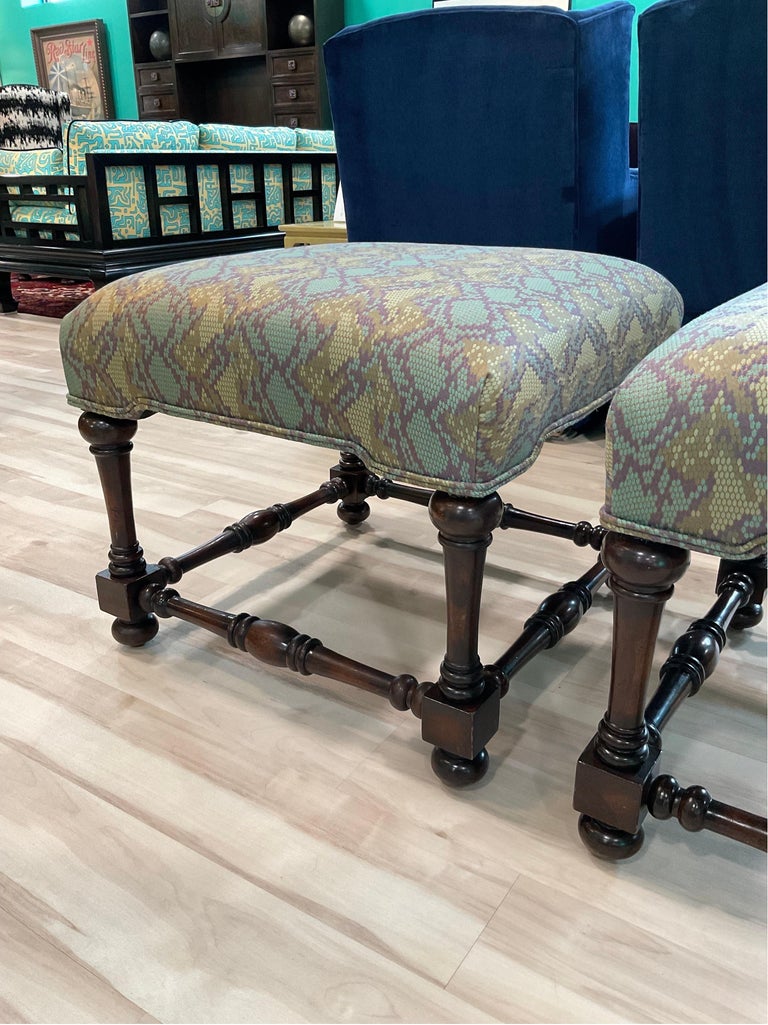 Vintage Bernhardt Furniture Upholstered Ottomans, a Pair For Sale at